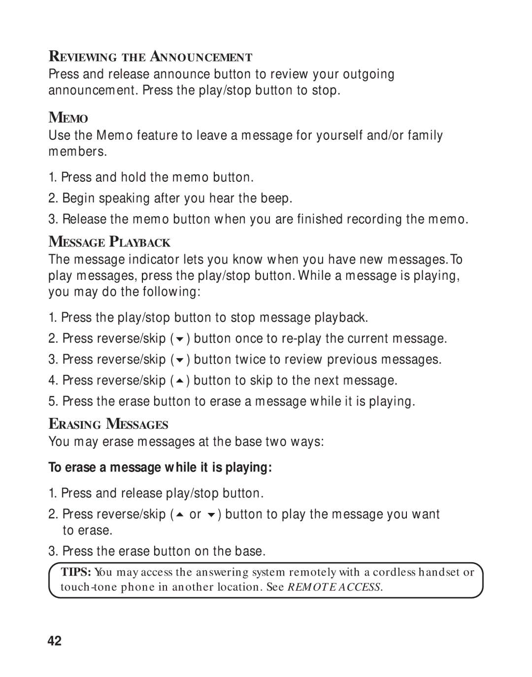 GE 16223870 manual To erase a message while it is playing 