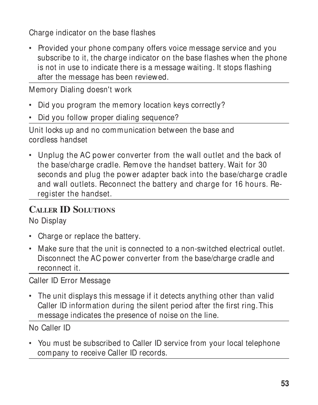 GE 16223870 manual Caller ID Solutions 