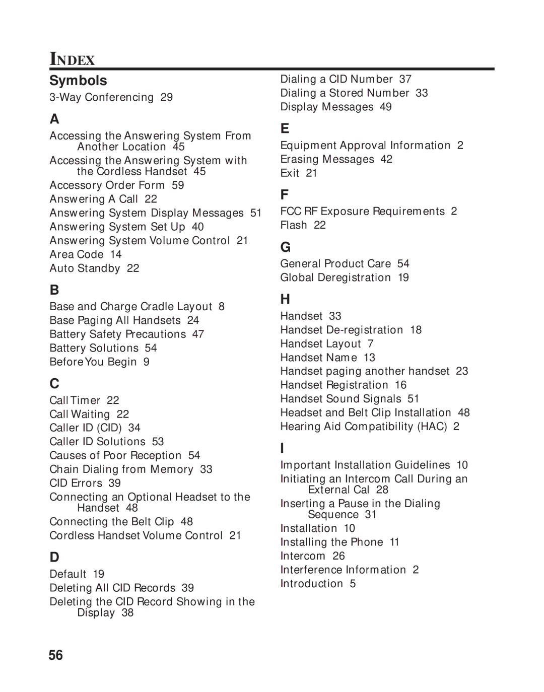 GE 16223870 manual Index, Symbols 