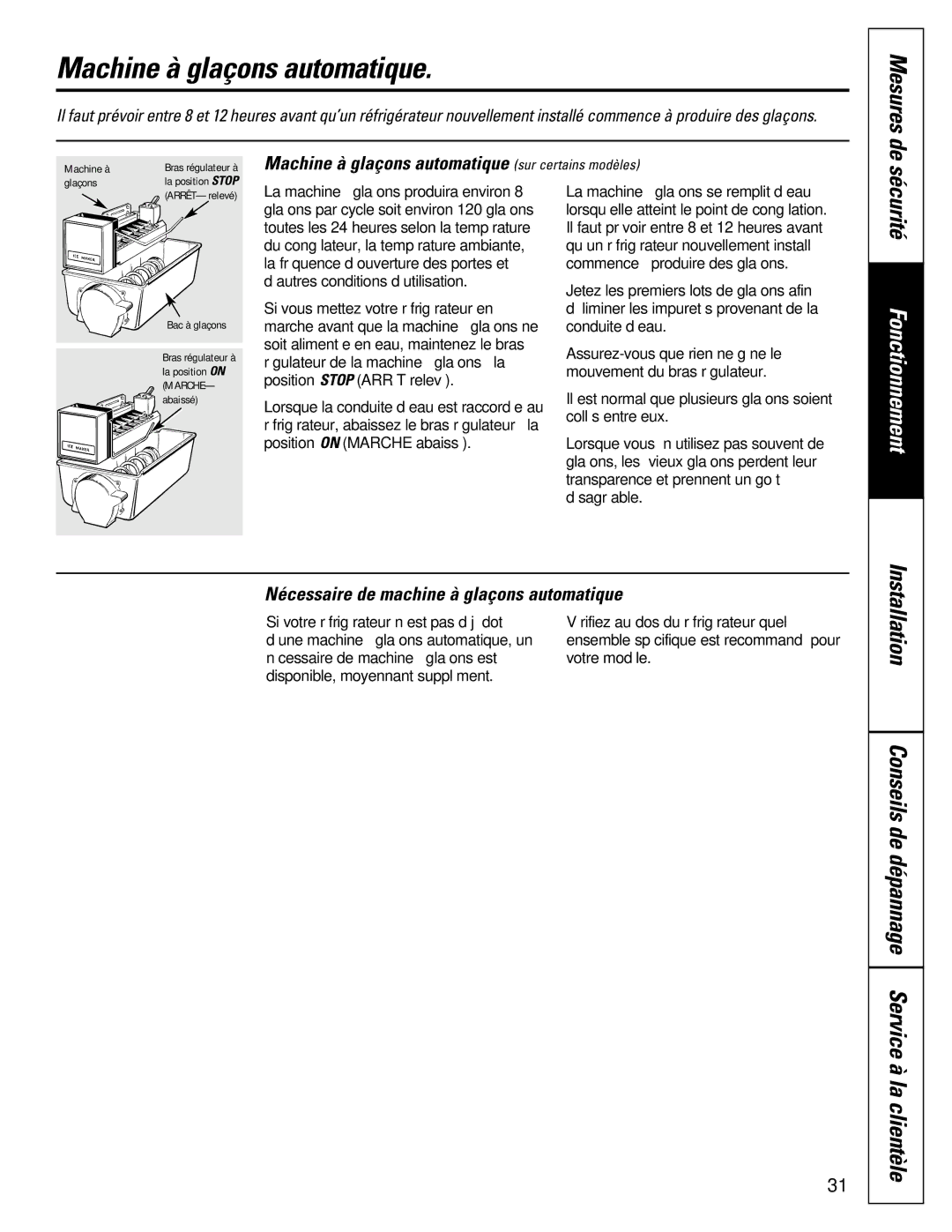 GE 162D6733P007 owner manual Mesures de, Machine à glaçons automatique sur certains modèles 