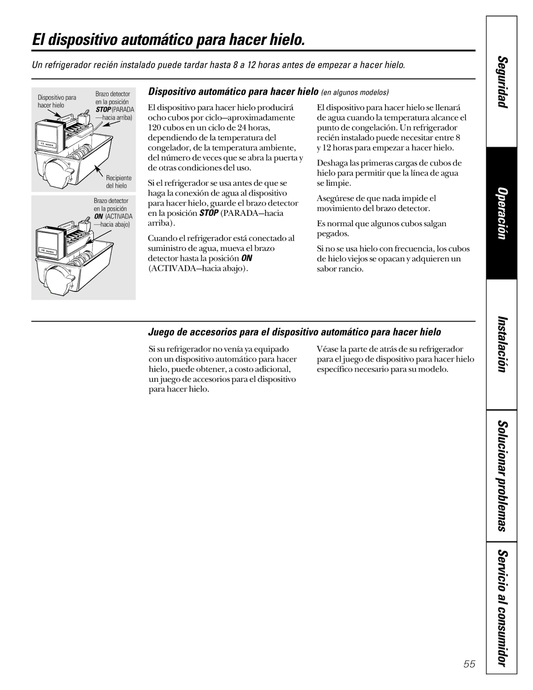 GE 162D6733P007 El dispositivo automático para hacer hielo, Dispositivo automático para hacer hielo en algunos modelos 