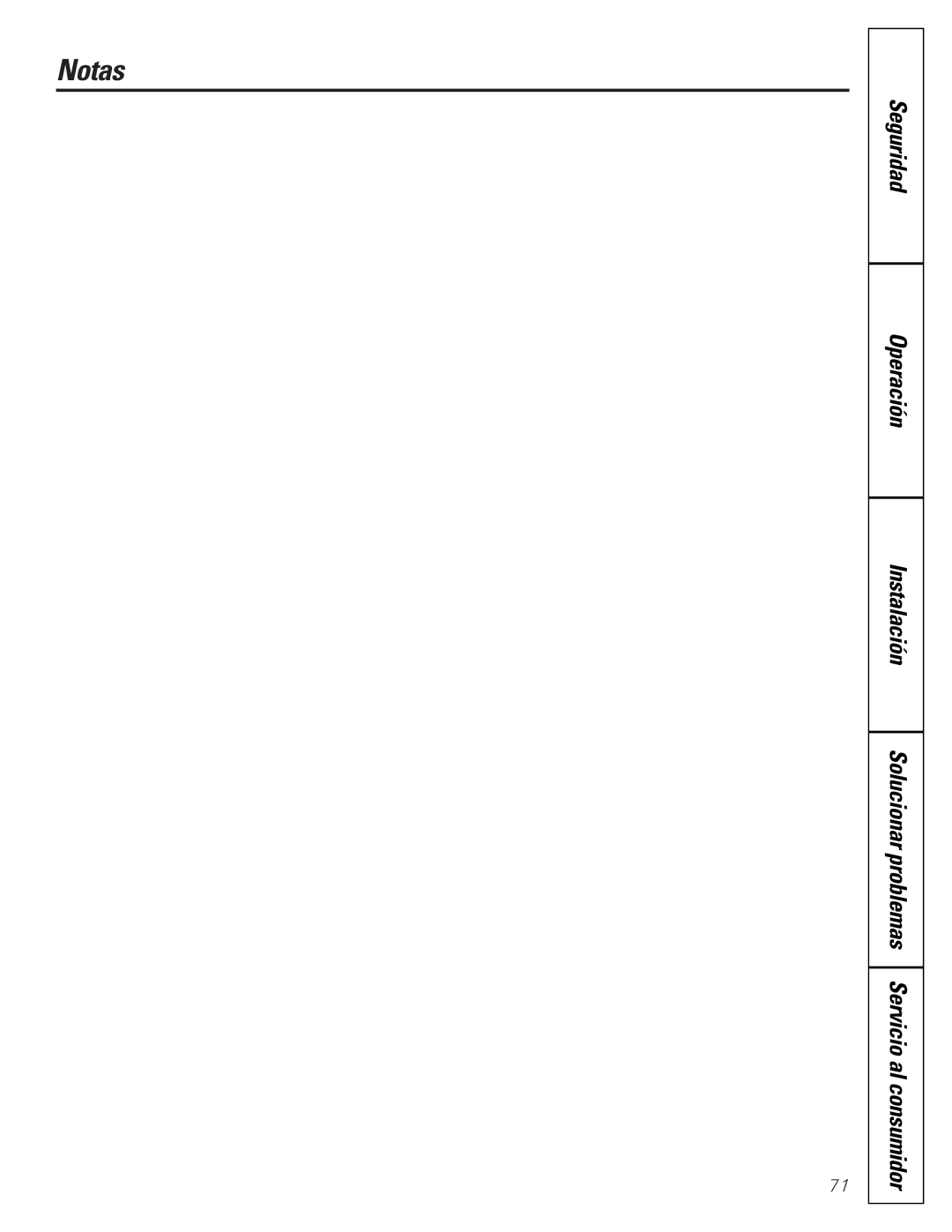 GE 162D6733P007 owner manual Notas, Servicio al consumidor, Solucionar problemas 