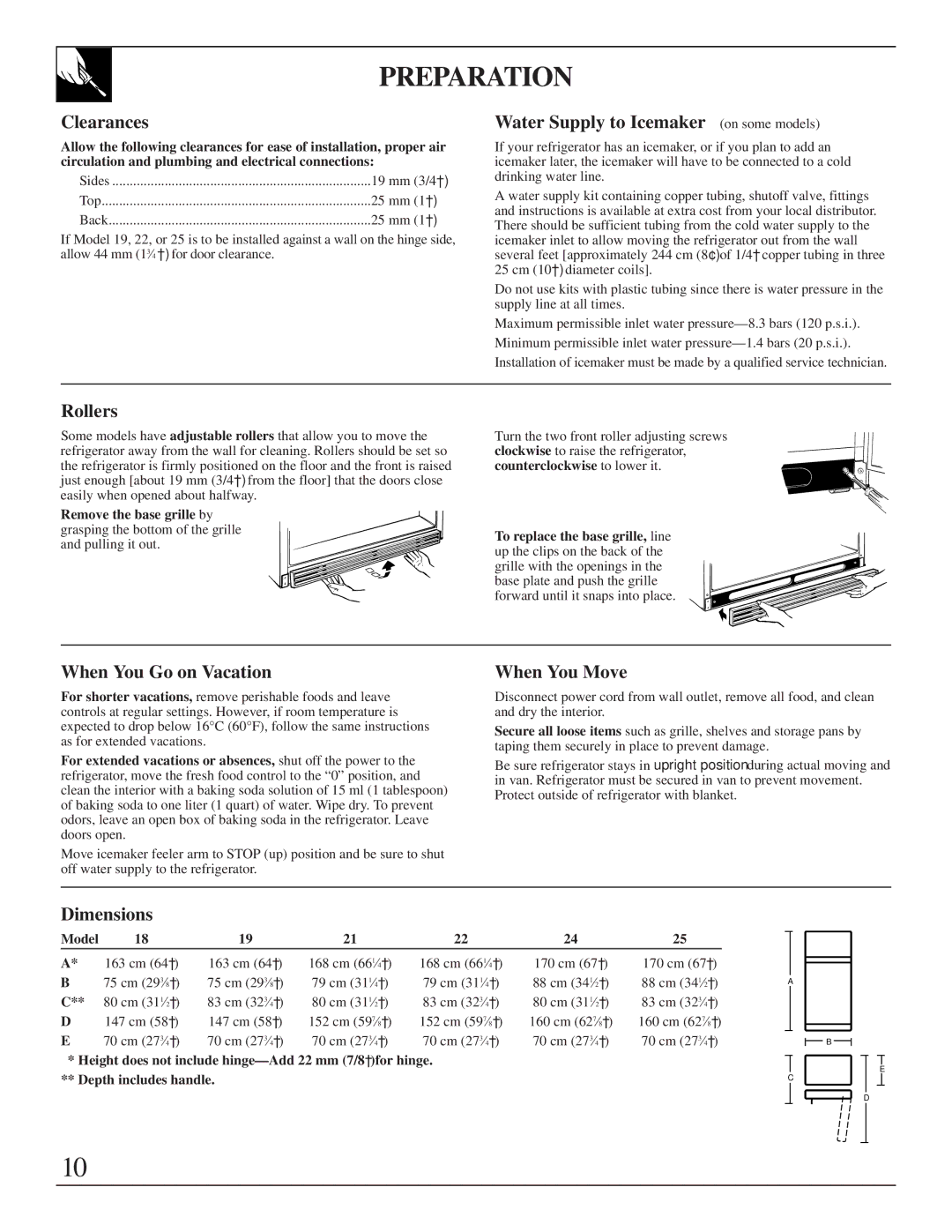 GE 162D7740P005 dimensions Preparation 