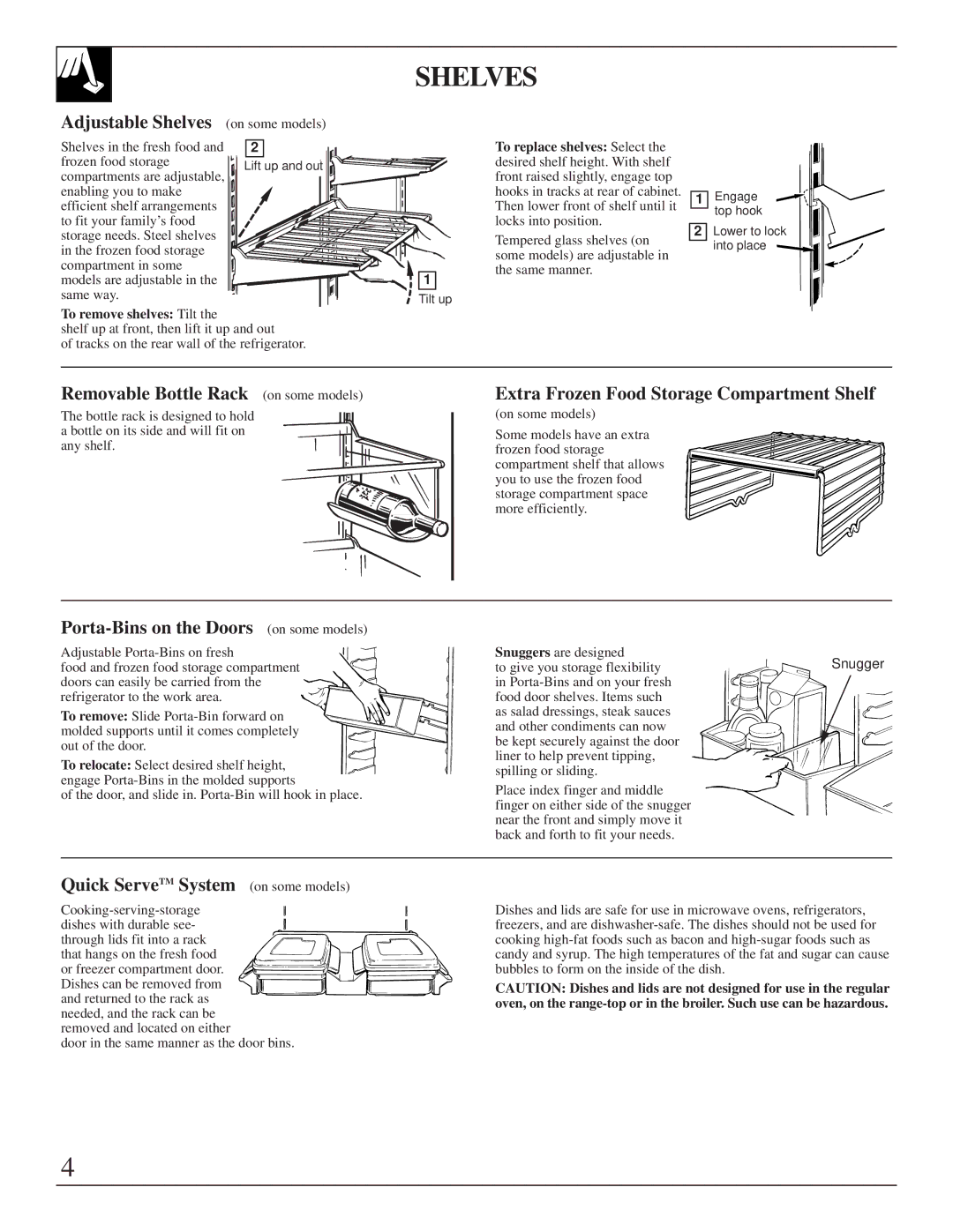 GE 162D7740P005 dimensions Shelves 