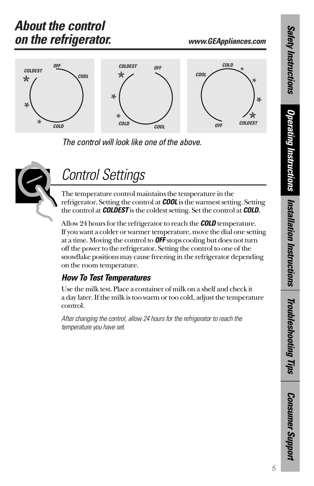 GE 162D9639P003 owner manual About the control, How To Test Temperatures 