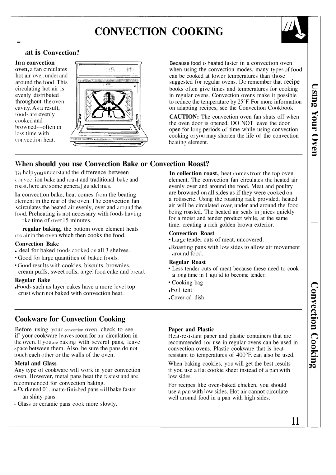 GE 164D2966P126 warranty Convection Cooking, IVhen should you use Convection Bake or Convection Roast? 