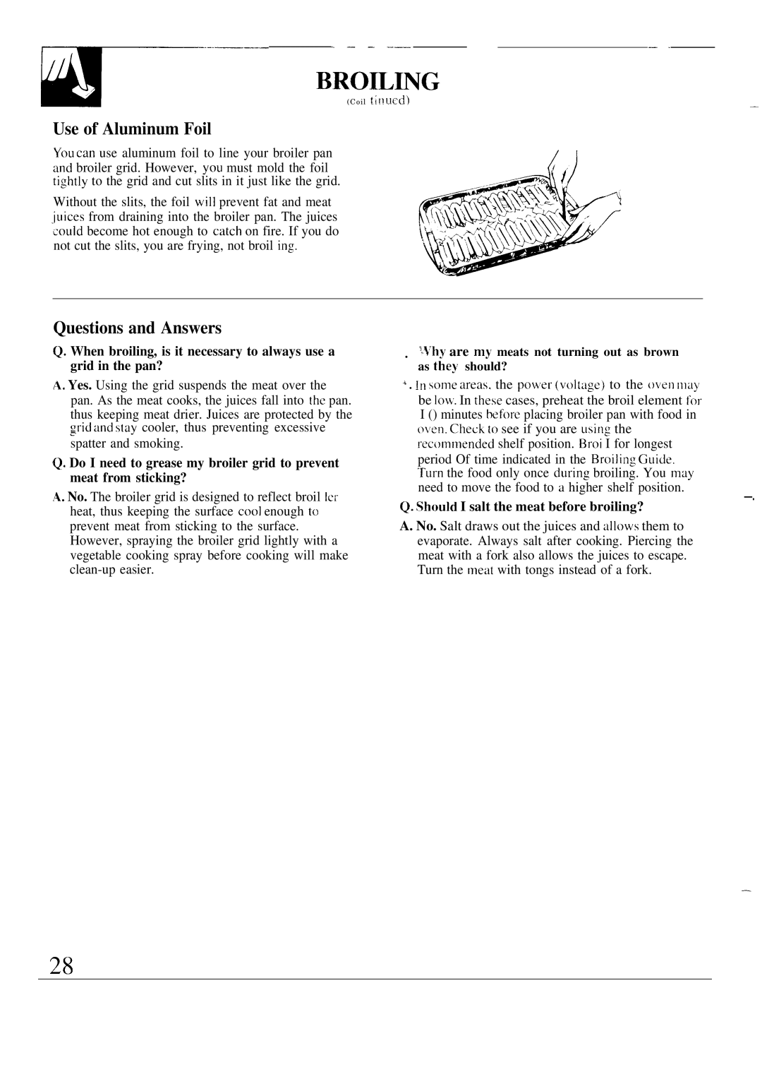 GE 164D2966P126 warranty Questions and Answers, Should I salt the meat before broiling? 