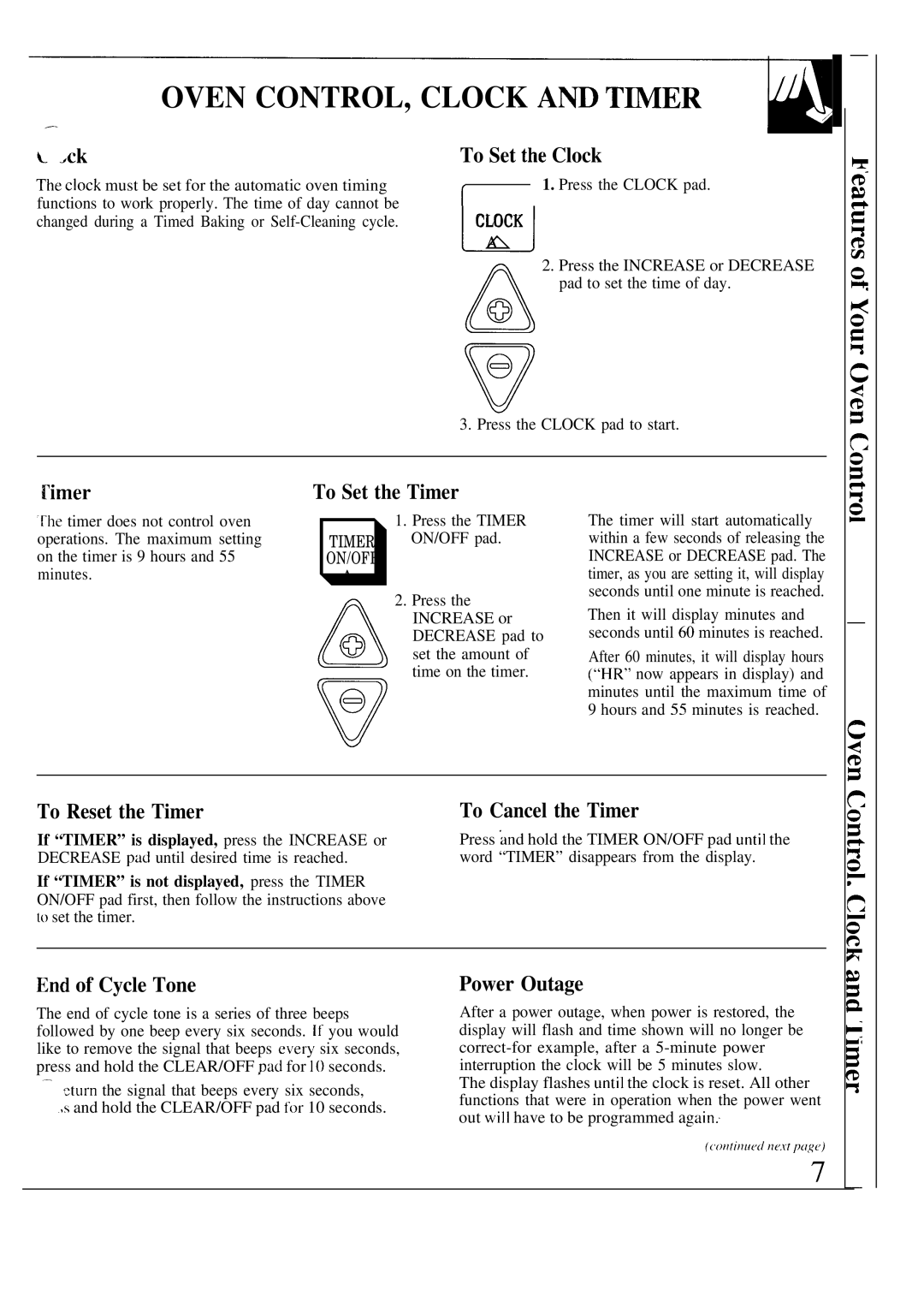 GE 164D2966P126 To Set the Clock, ~imer, To Set the Timer, To Reset the Timer, To Cancel the Timer, End of Cycle Tone 