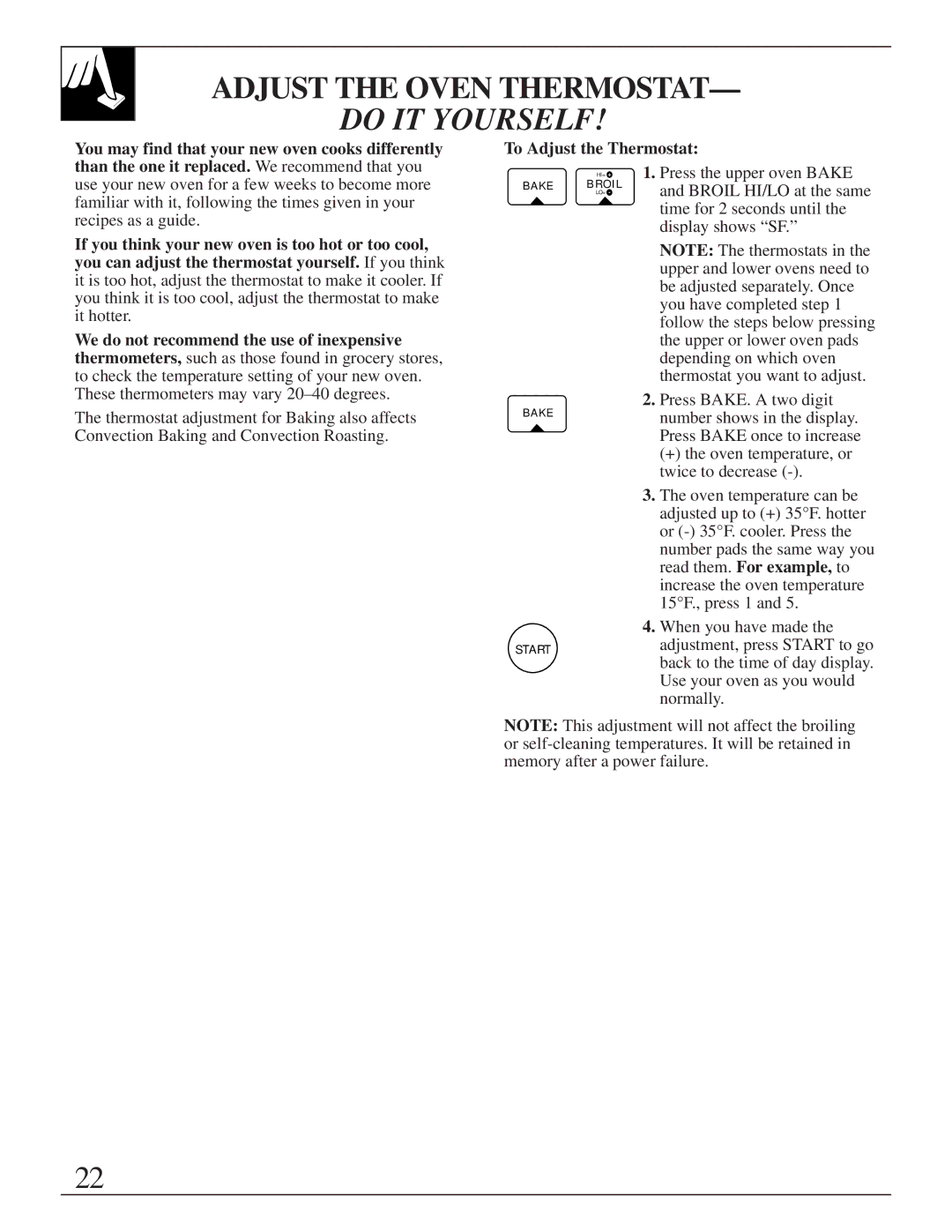 GE 164D2966P205-1 manual Adjust the Oven Thermostat, To Adjust the Thermostat 