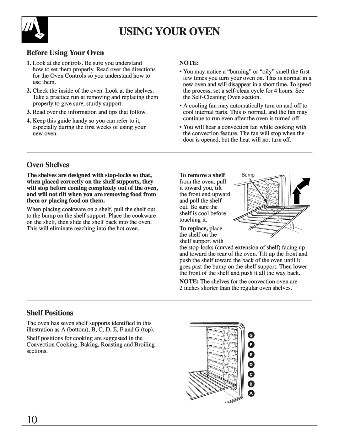 GE 164D2966P205-1 manual Before Using Your Oven, Oven Shelves, Shelf Positions 