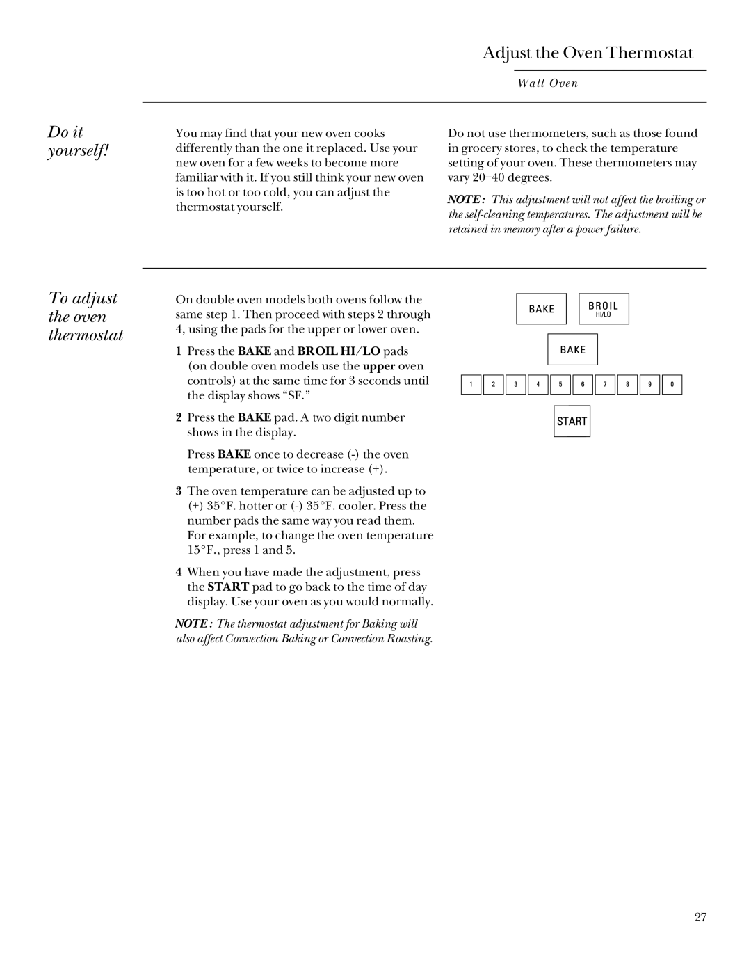 GE 164D3333P095 manual Do it yourself, To adjust the oven thermostat 