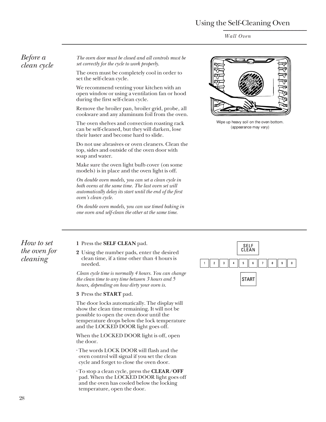 GE 164D3333P095 manual Before a clean cycle, How to set the oven for cleaning 