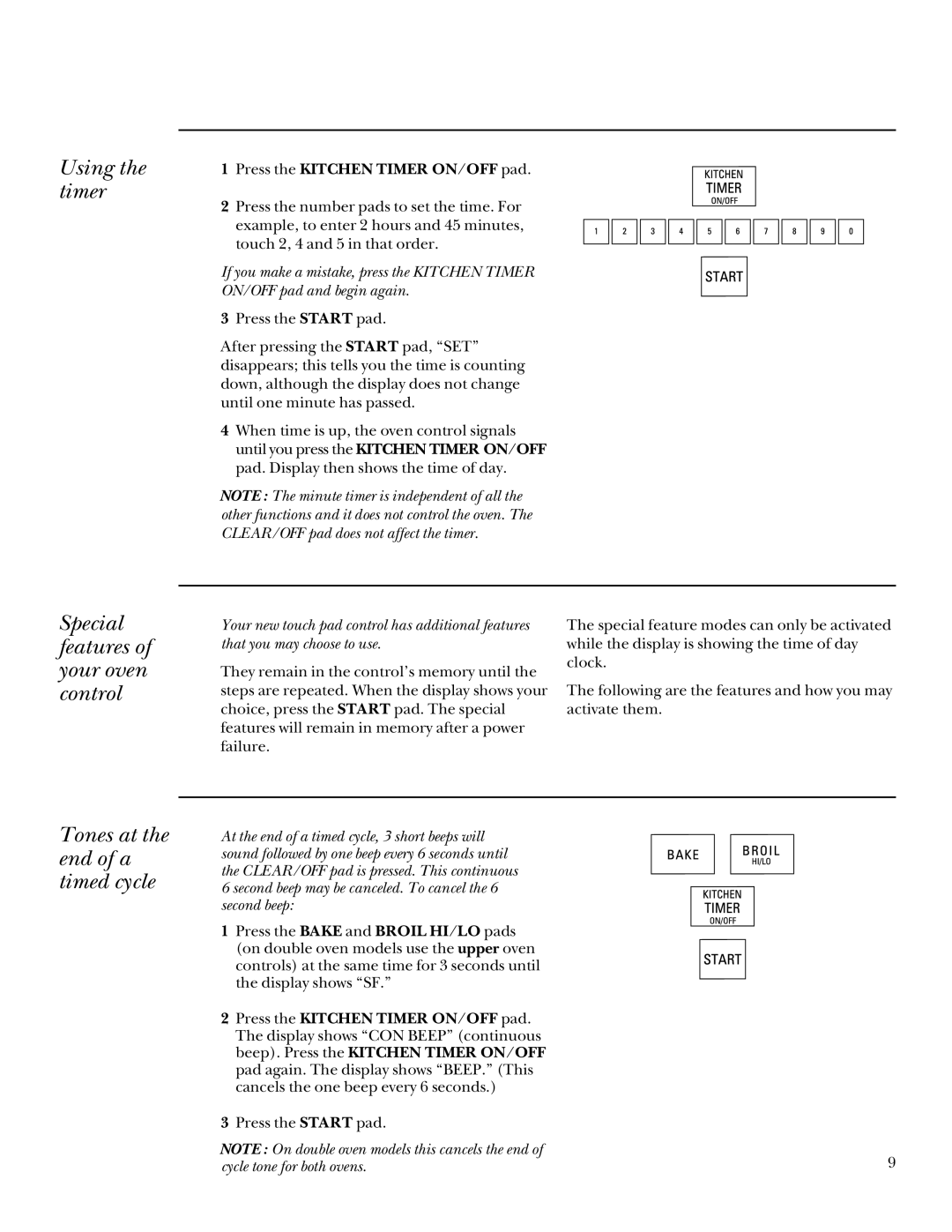 GE 164D3333P095 manual Cycle tone for both ovens 