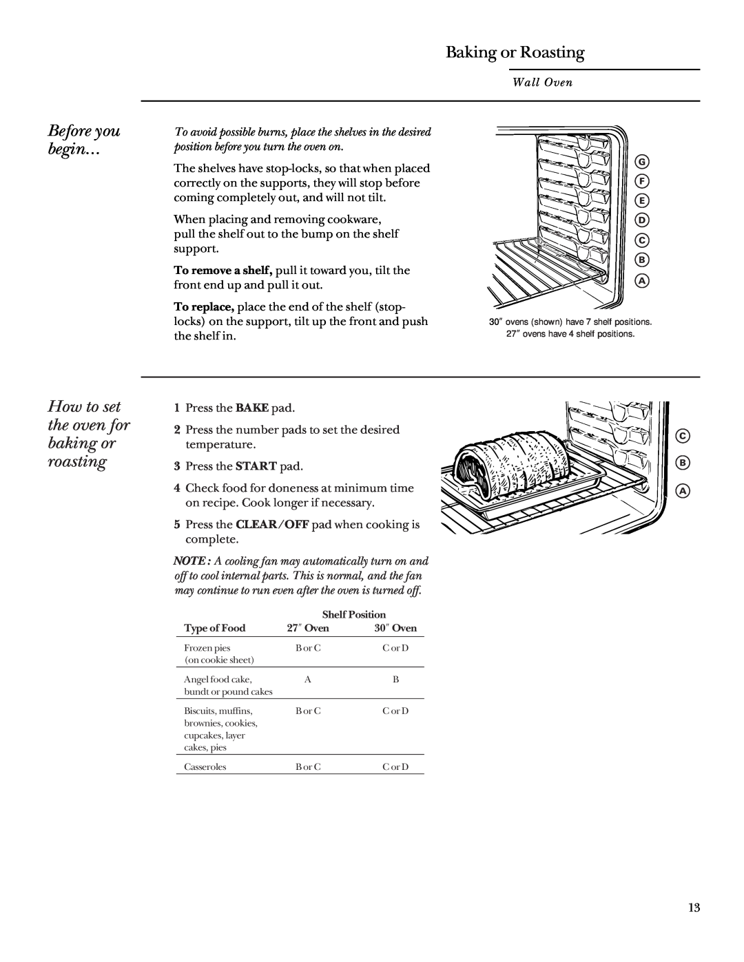 GE 164D3333P095 manual Baking or Roasting, Before you begin…, How to set the oven for baking or roasting 