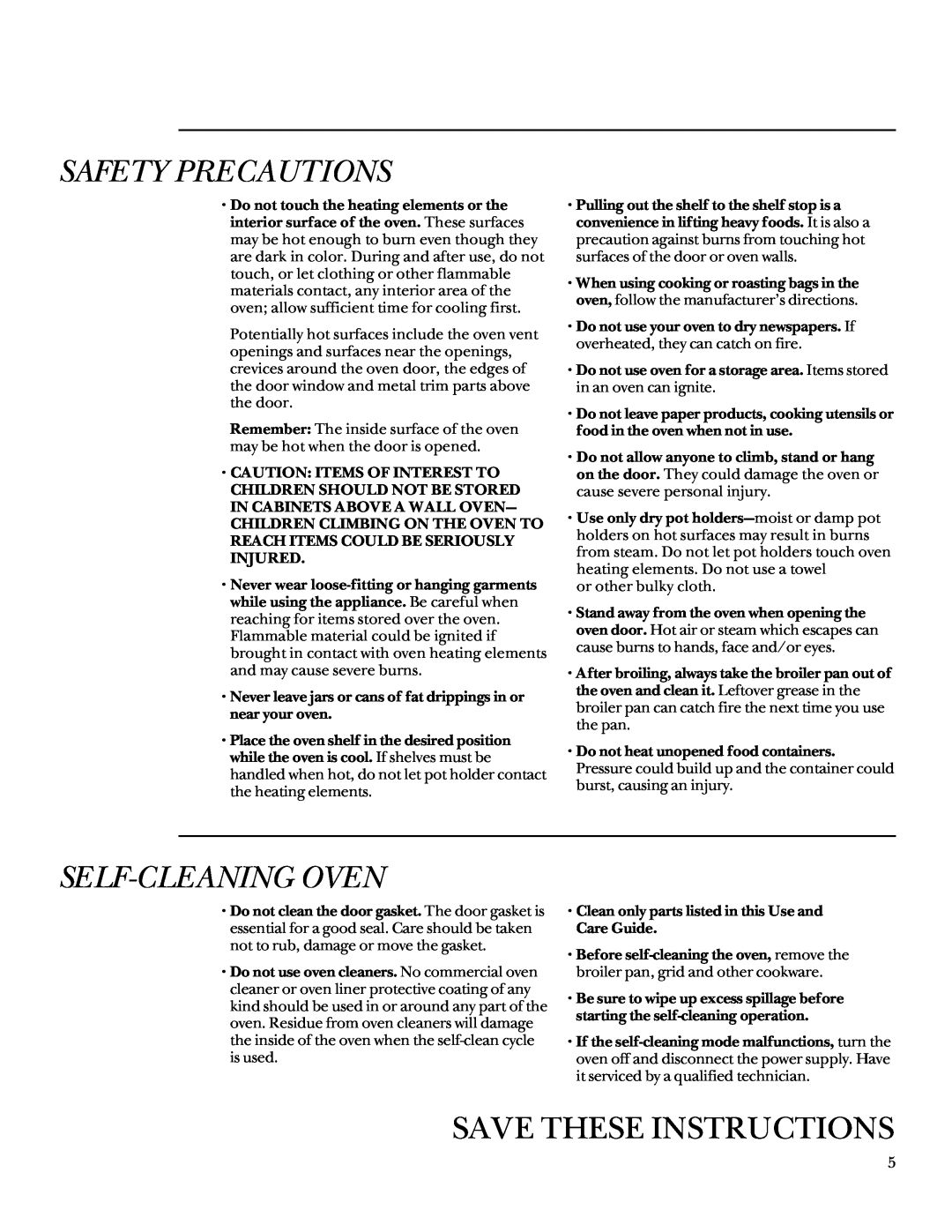 GE 164D3333P095 manual Self-Cleaning Oven, Save These Instructions, Safety Precautions 