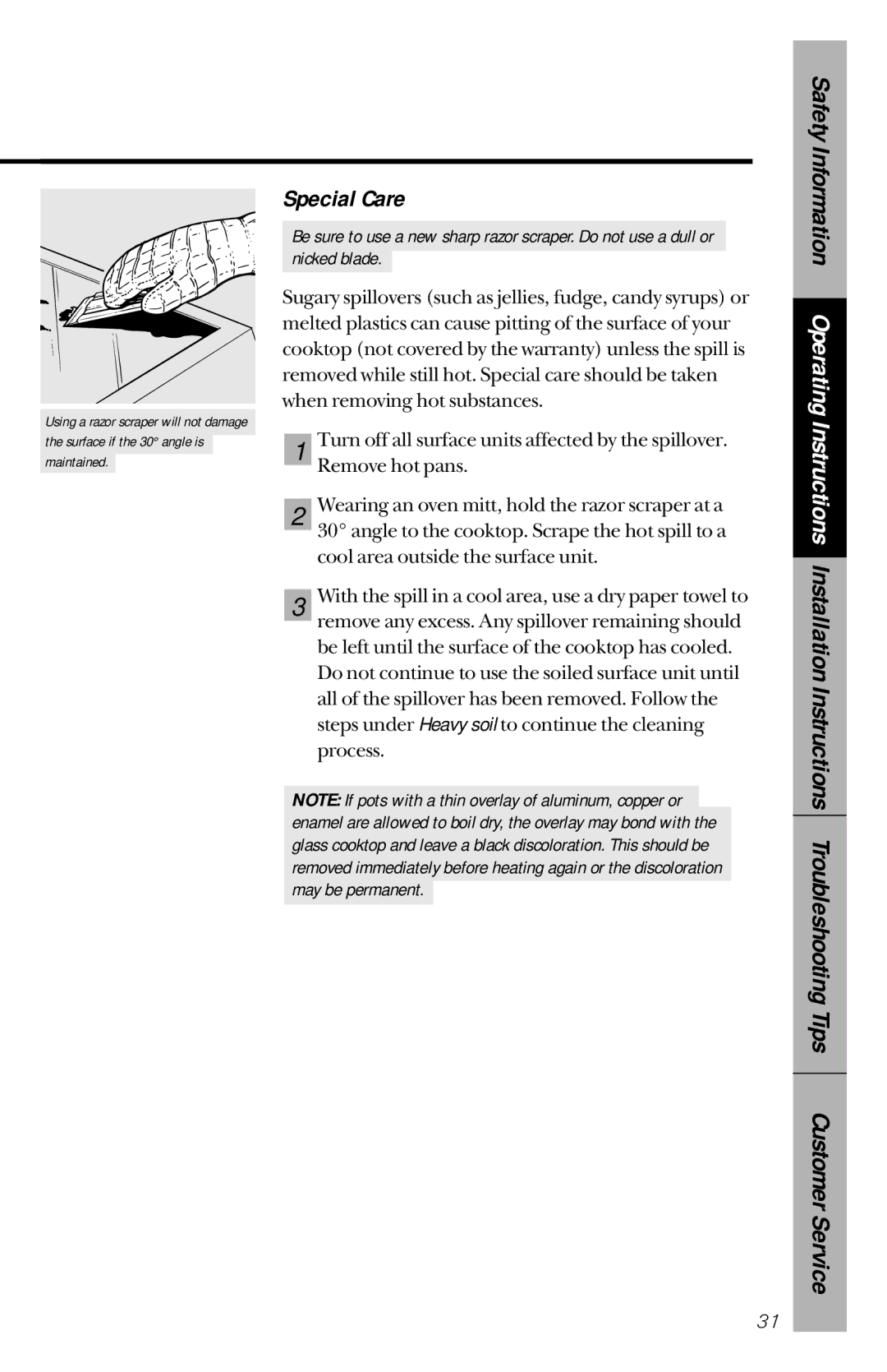 GE 164D3333P150 owner manual Special Care 