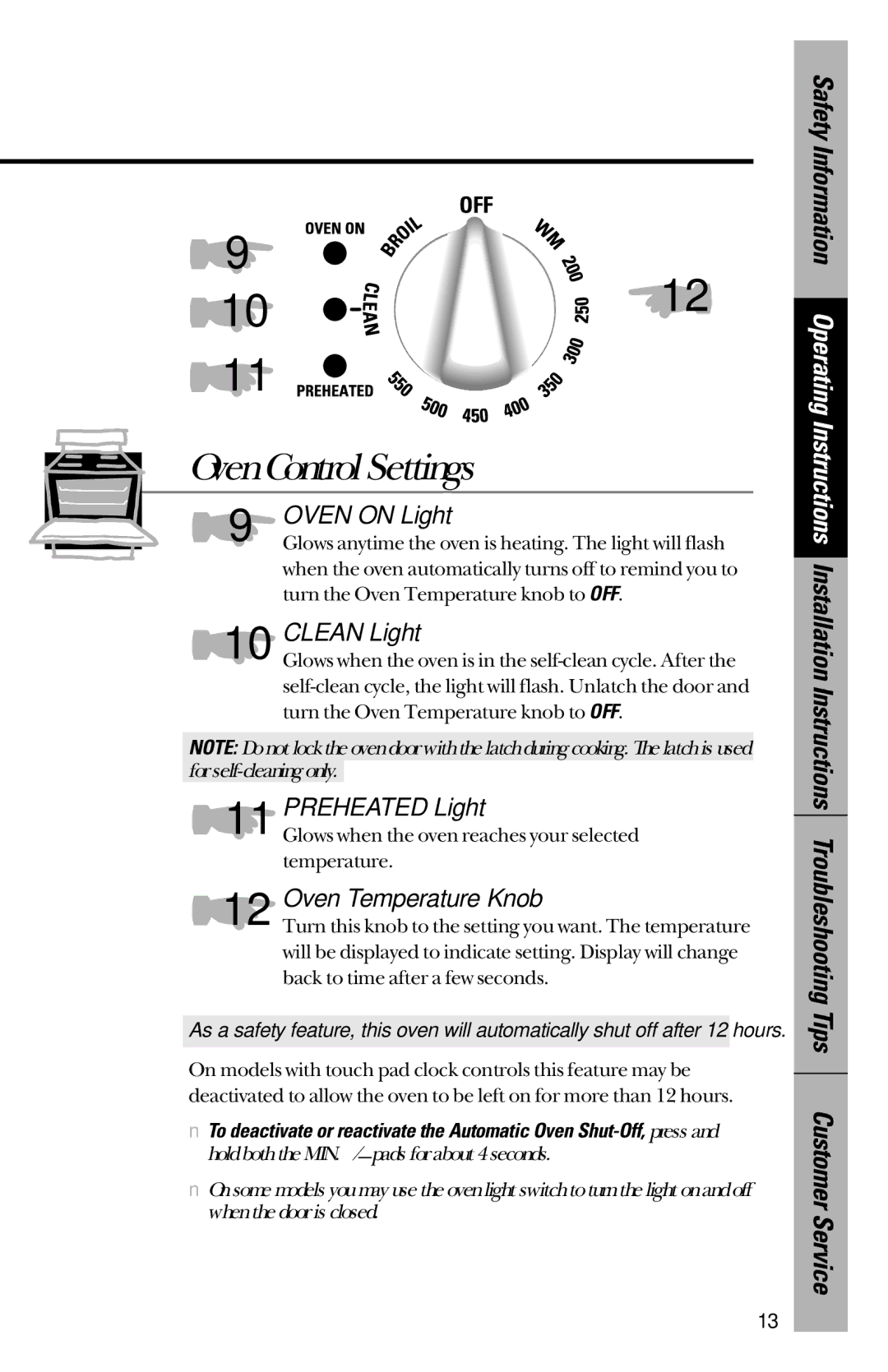 GE 164D3333P172 owner manual Oven Control Settings 