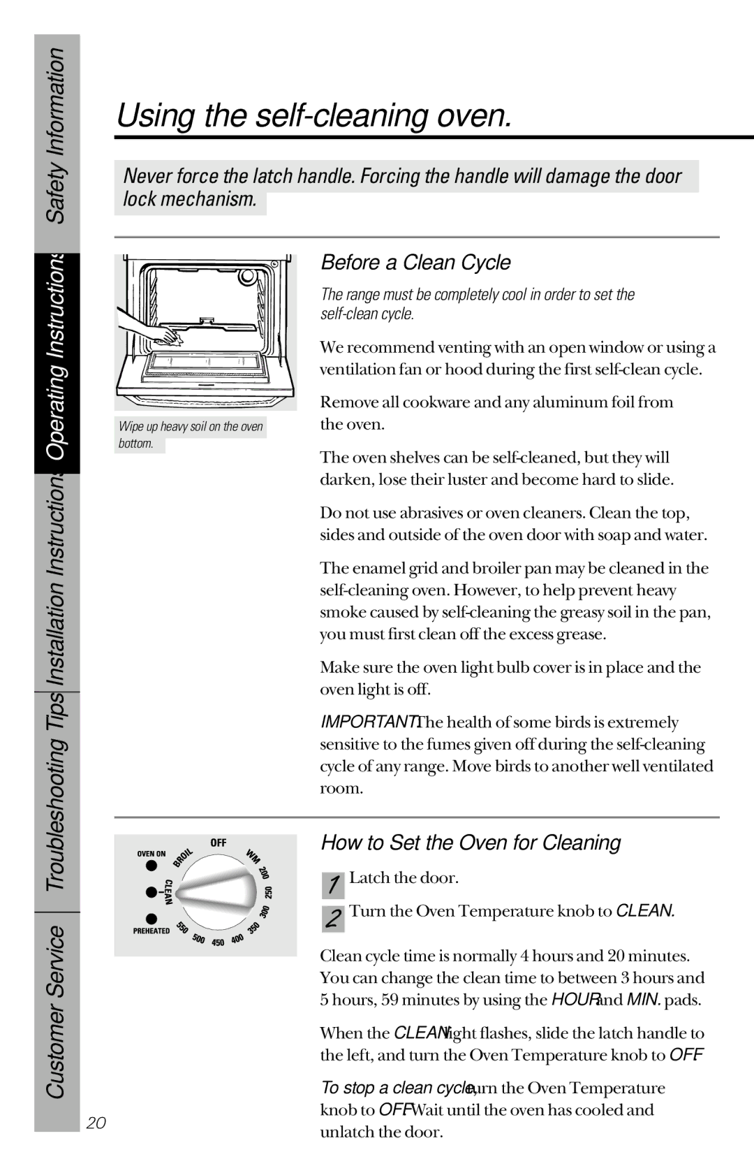 GE 164D3333P172 owner manual Using the self-cleaning oven, Before a Clean Cycle, How to Set the Oven for Cleaning 