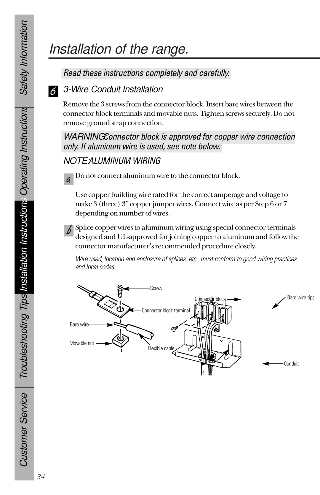 GE 164D3333P172 owner manual Wire Conduit Installation, Local codes 