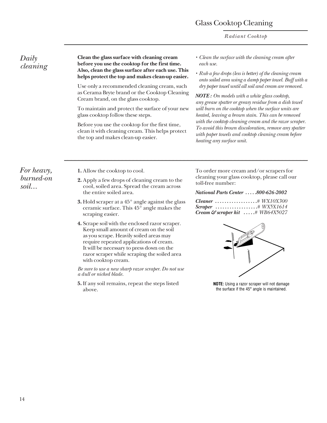 GE 164D3333P235 owner manual Daily cleaning Glass Cooktop Cleaning, For heavy, burned-on soil… 