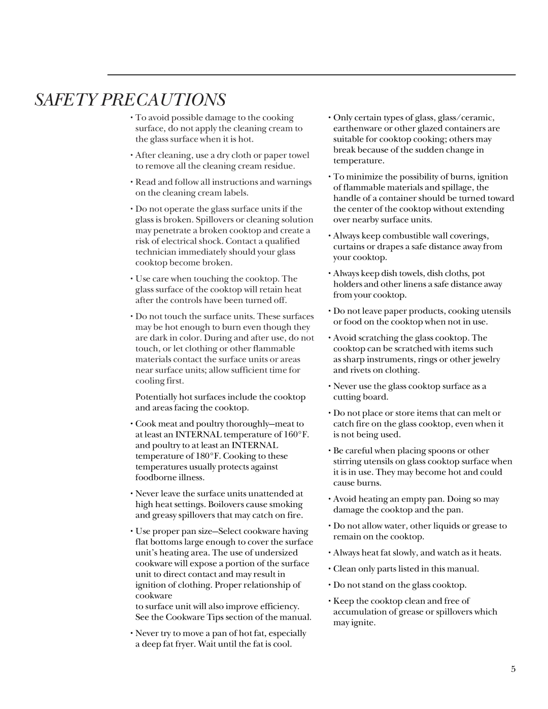 GE 164D3333P235 owner manual Safety Precautions 