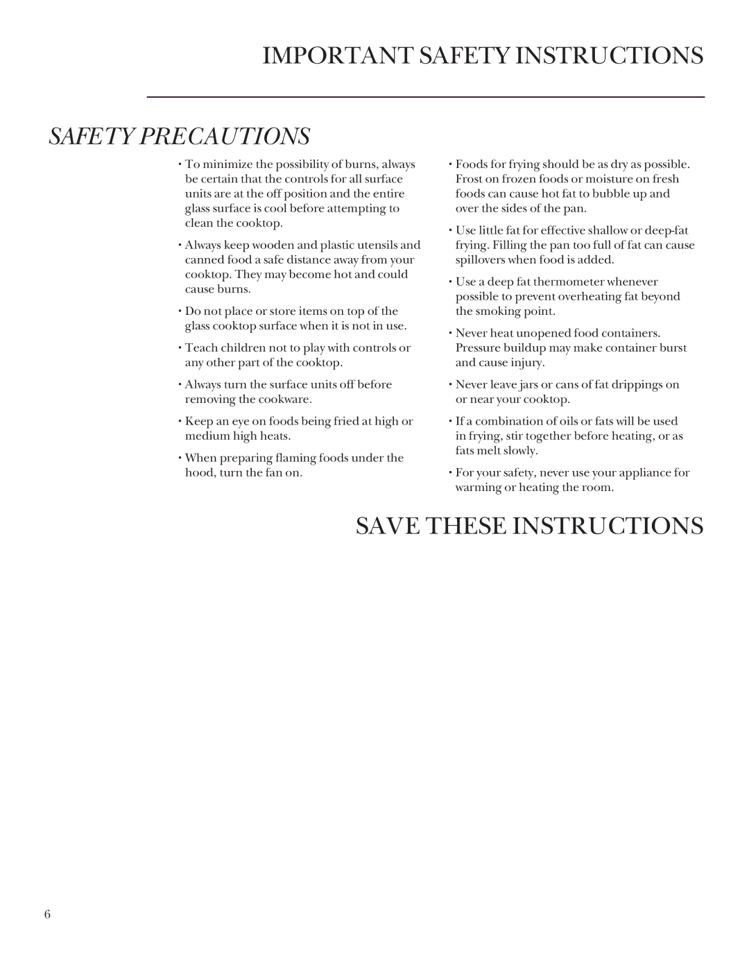 GE 164D3333P235 owner manual Safety Precautions 