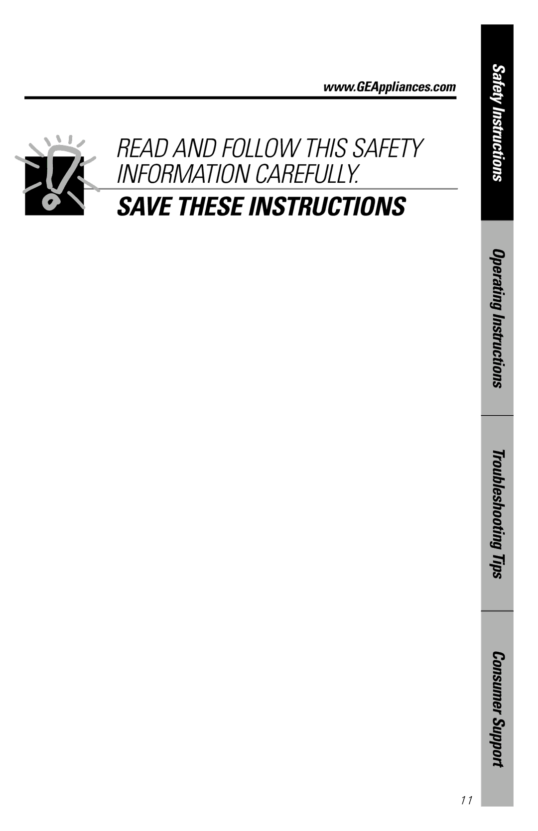 GE 164D3370P211 owner manual Read and Follow this Safety Information Carefully 