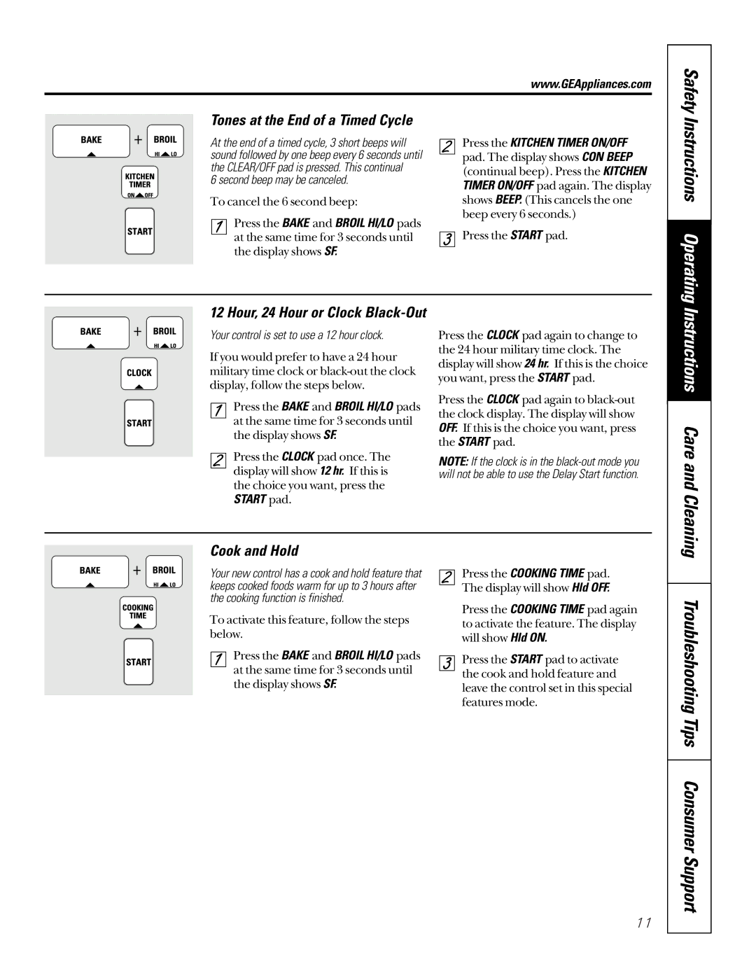 GE 49-80065 Instructions Operating, Instructions Care and Cleaning, Troubleshooting Tips Consumer Support, Cook and Hold 