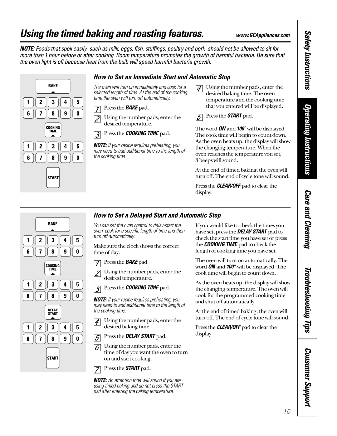 GE 49-80065 Support, How to Set an Immediate Start and Automatic Stop, How to Set a Delayed Start and Automatic Stop 