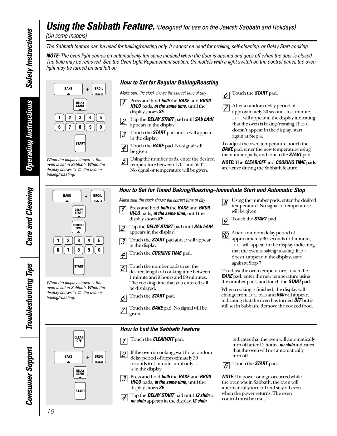 GE 164D4290P024, 49-80065 Operating Instructions, Troubleshooting Tips Care and Cleaning, How to Exit the Sabbath Feature 