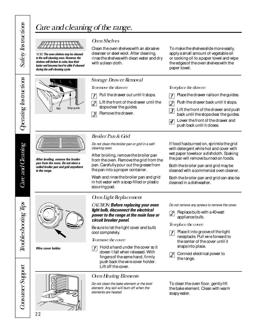 GE 164D4290P024, 49-80065 owner manual Care and Cleaning, Operating Instructions 