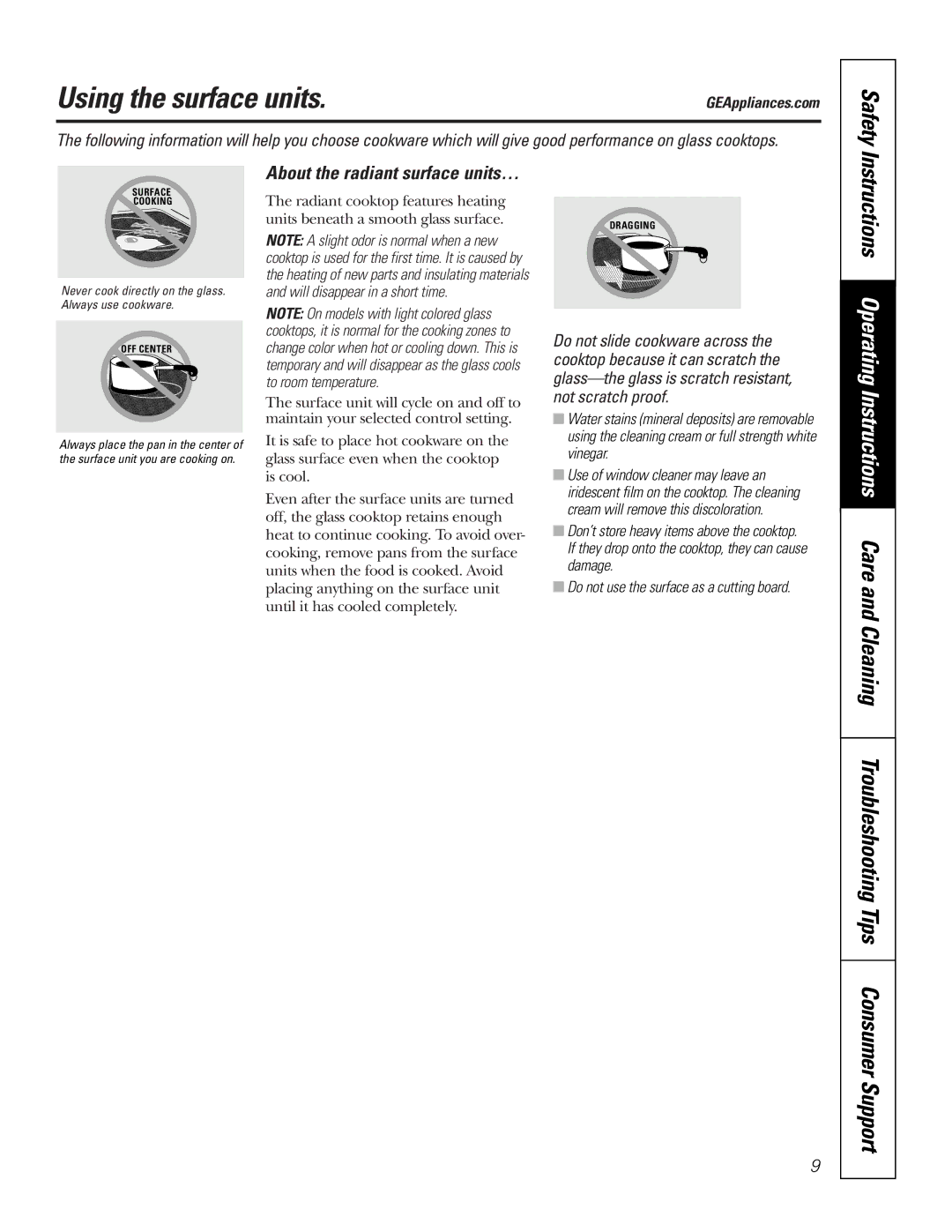 GE 164D4290P076 owner manual About the radiant surface units… 