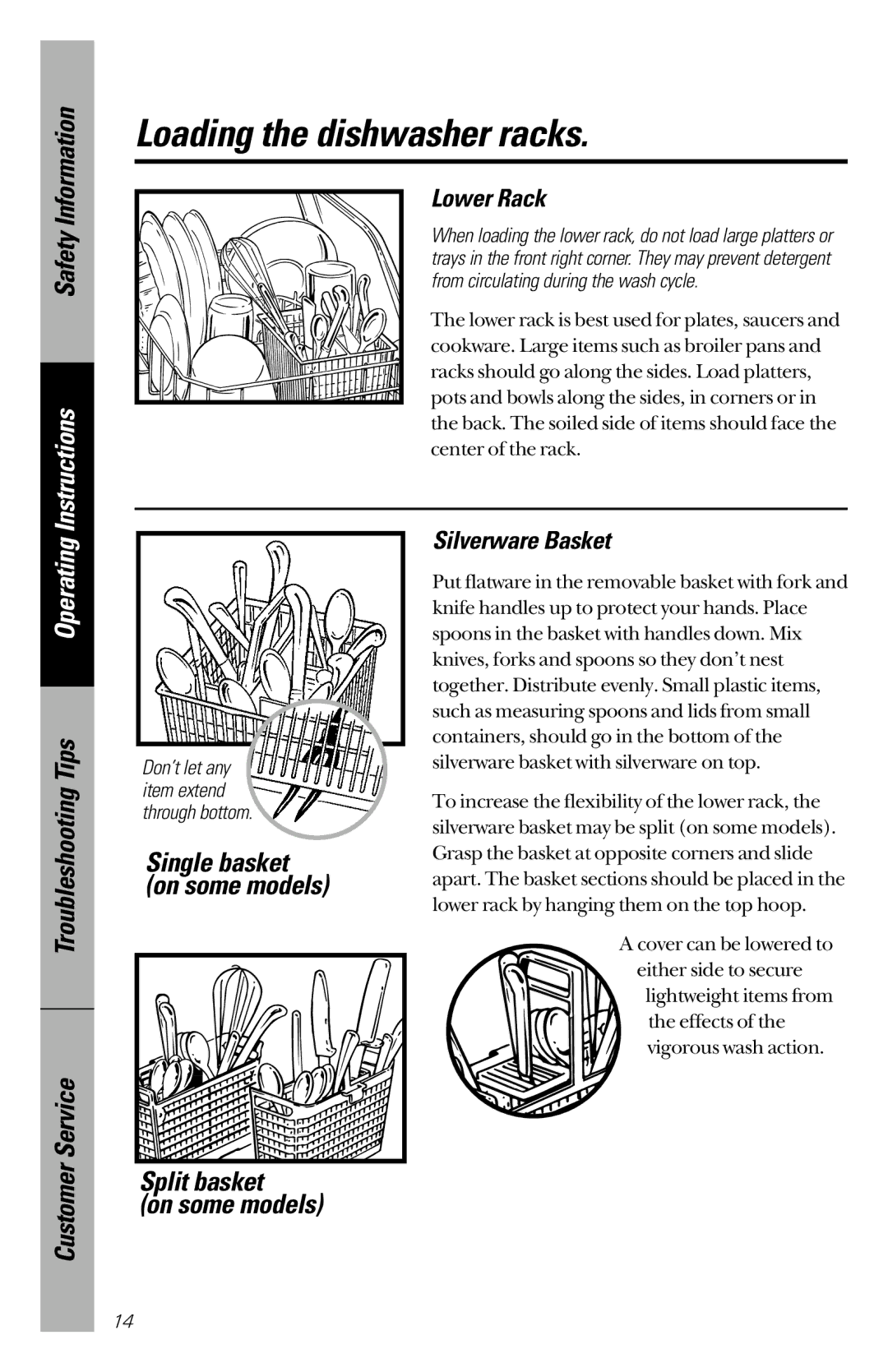 GE 165D4700P227 owner manual Lower Rack, Silverware Basket 