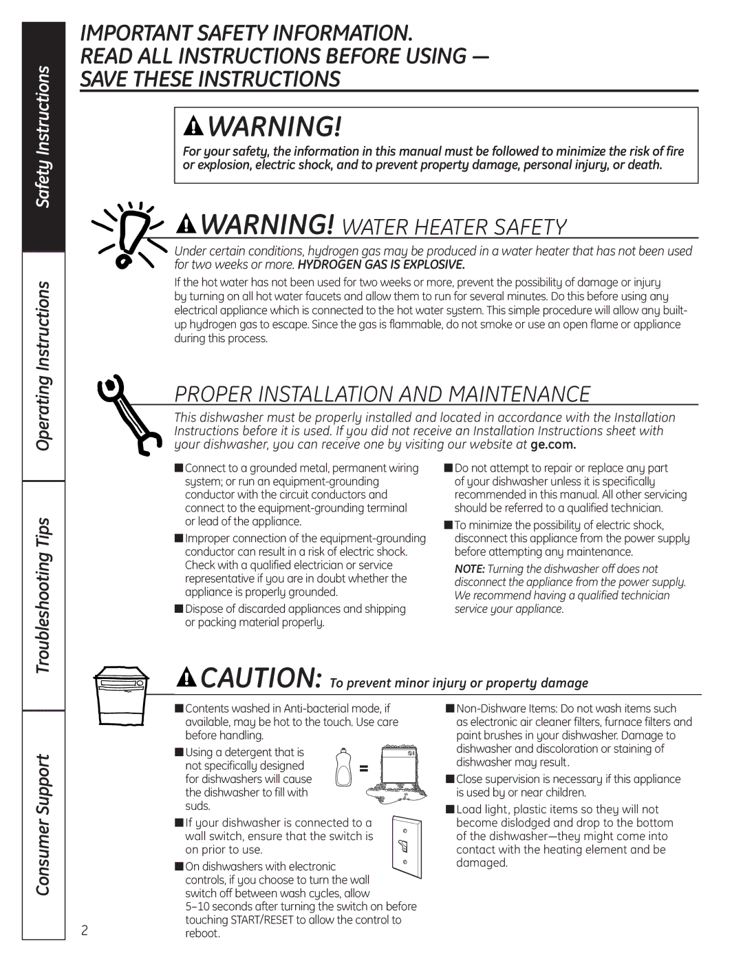 GE 165D4700P381 owner manual Operating Instructions, Troubleshooting Tips, Consumer Support, Reboot 