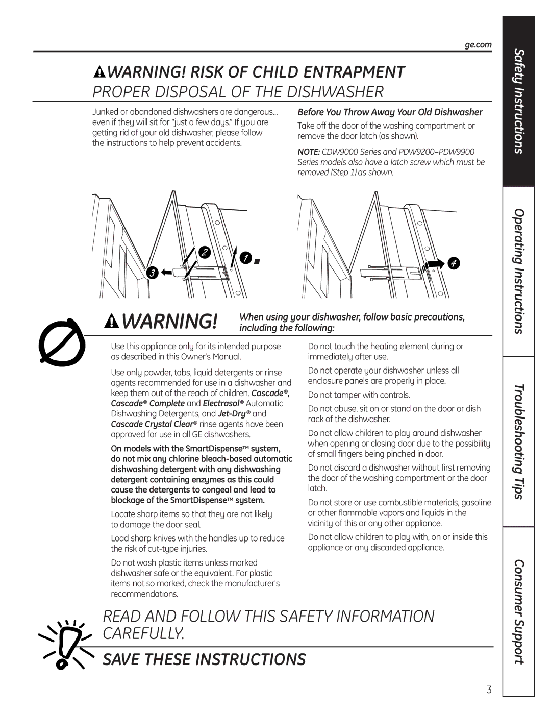 GE 165D4700P381 owner manual Support, Ge.com 