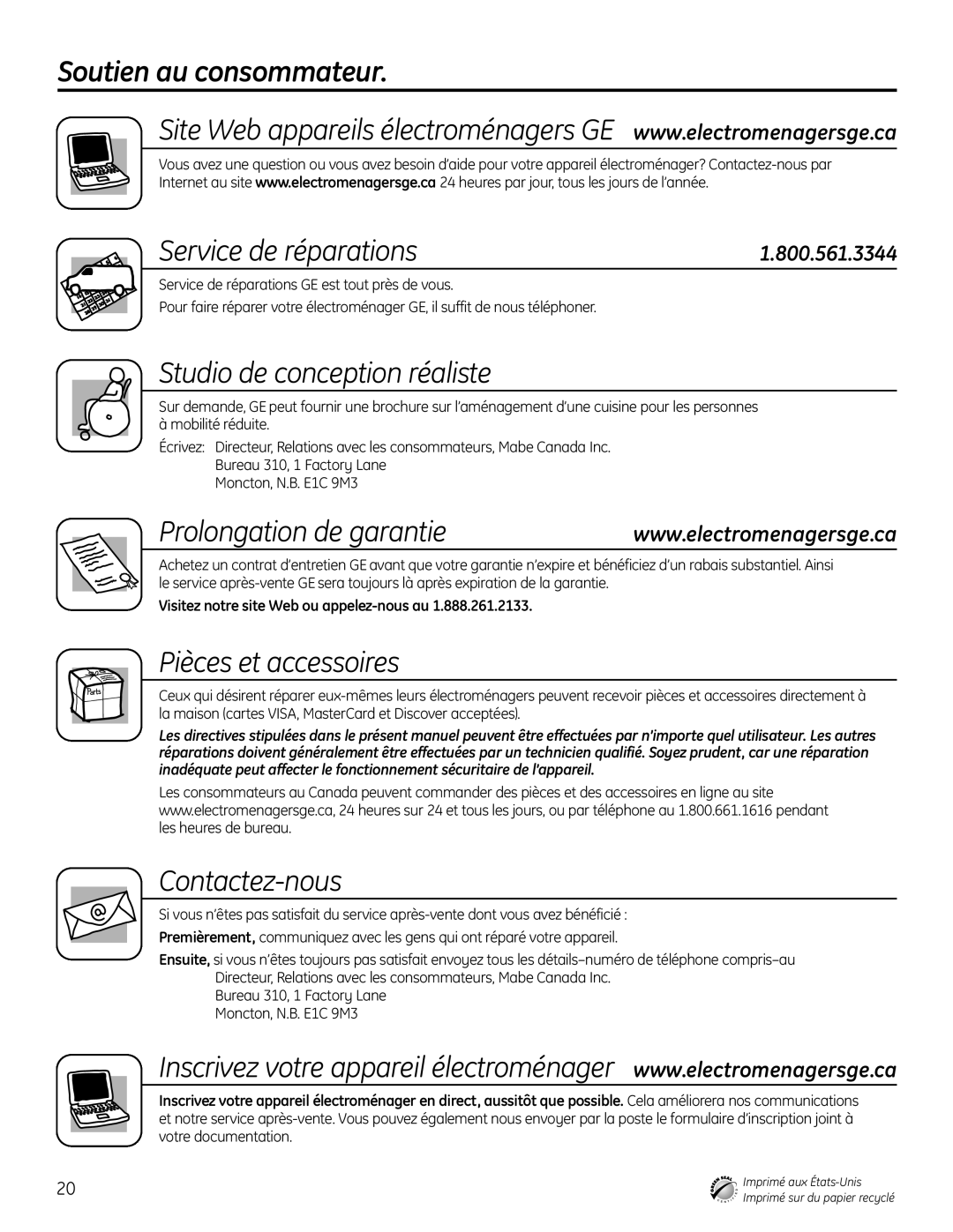 GE 165D4700P381 Soutien au consommateur Service de réparations, Studio de conception réaliste, Prolongation de garantie 