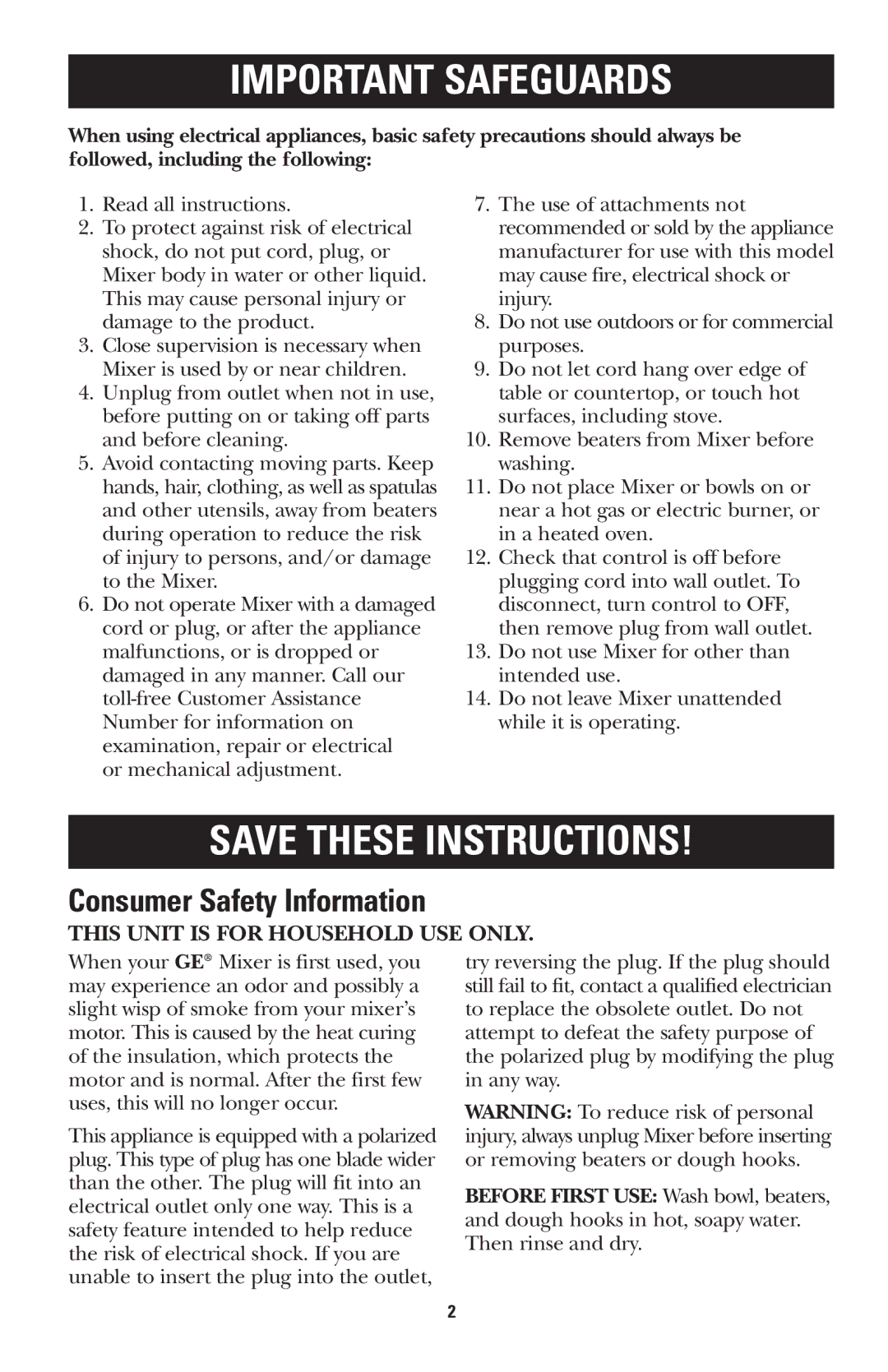 GE 681131689496 manual Important Safeguards 