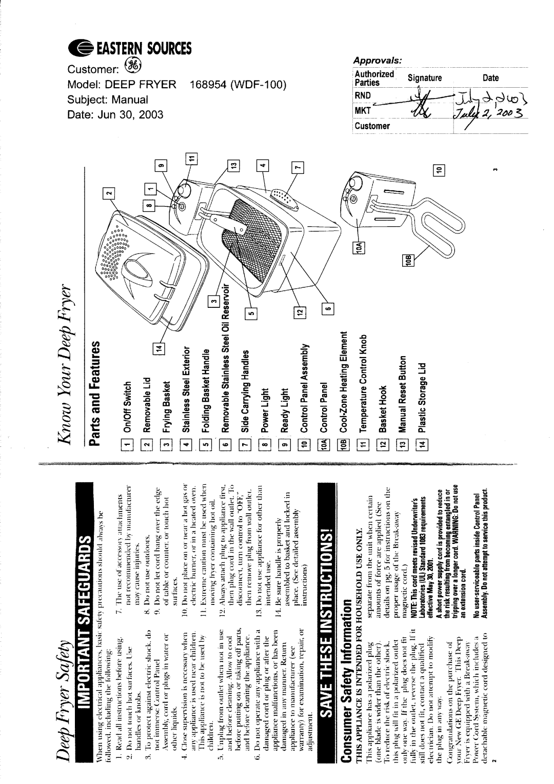 GE 168954 manual 