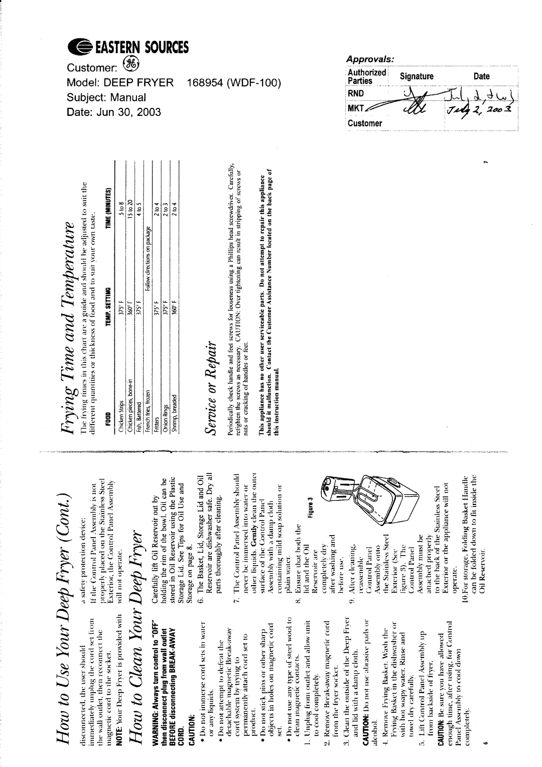 GE 168954 manual 