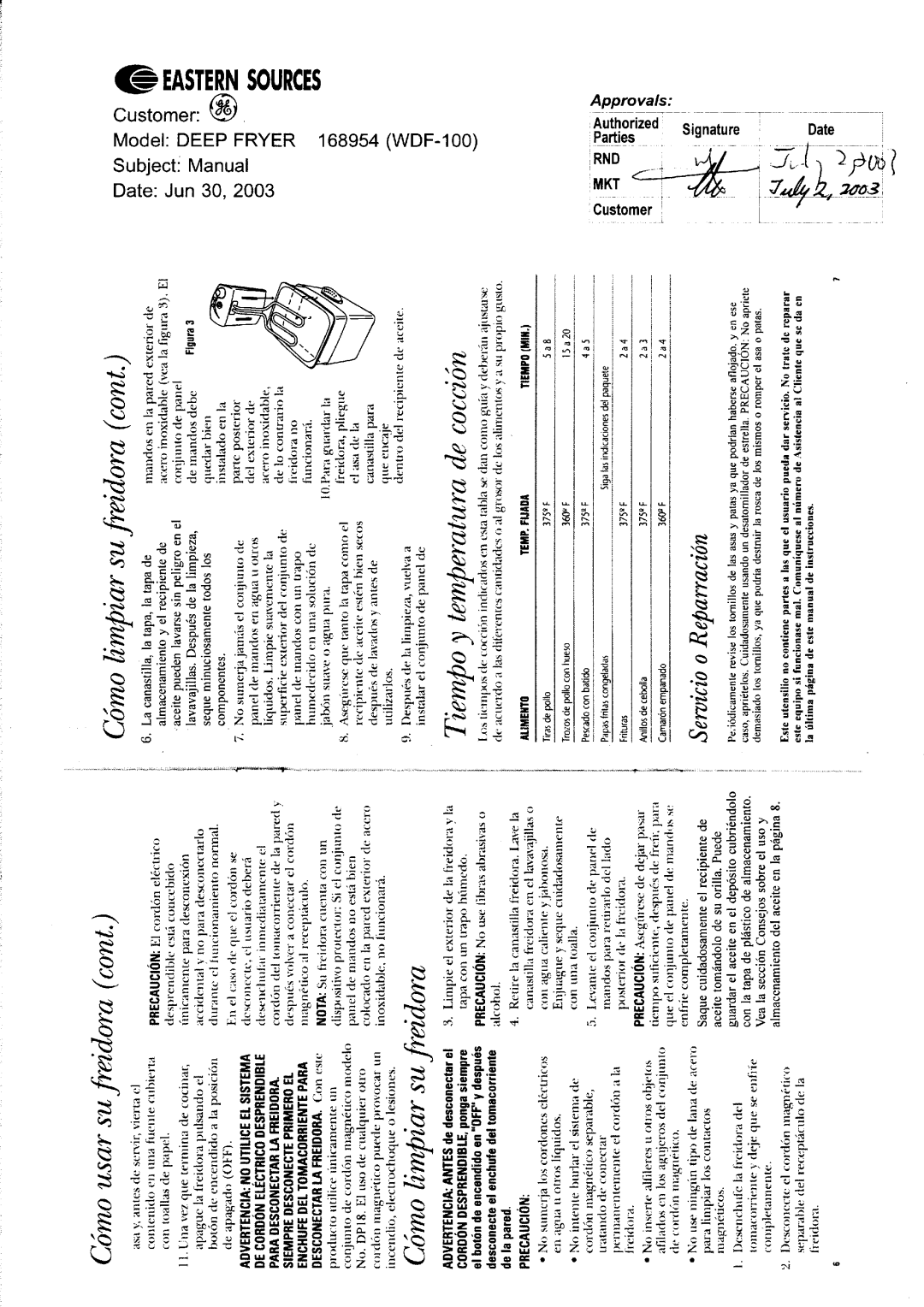 GE 168954 manual 