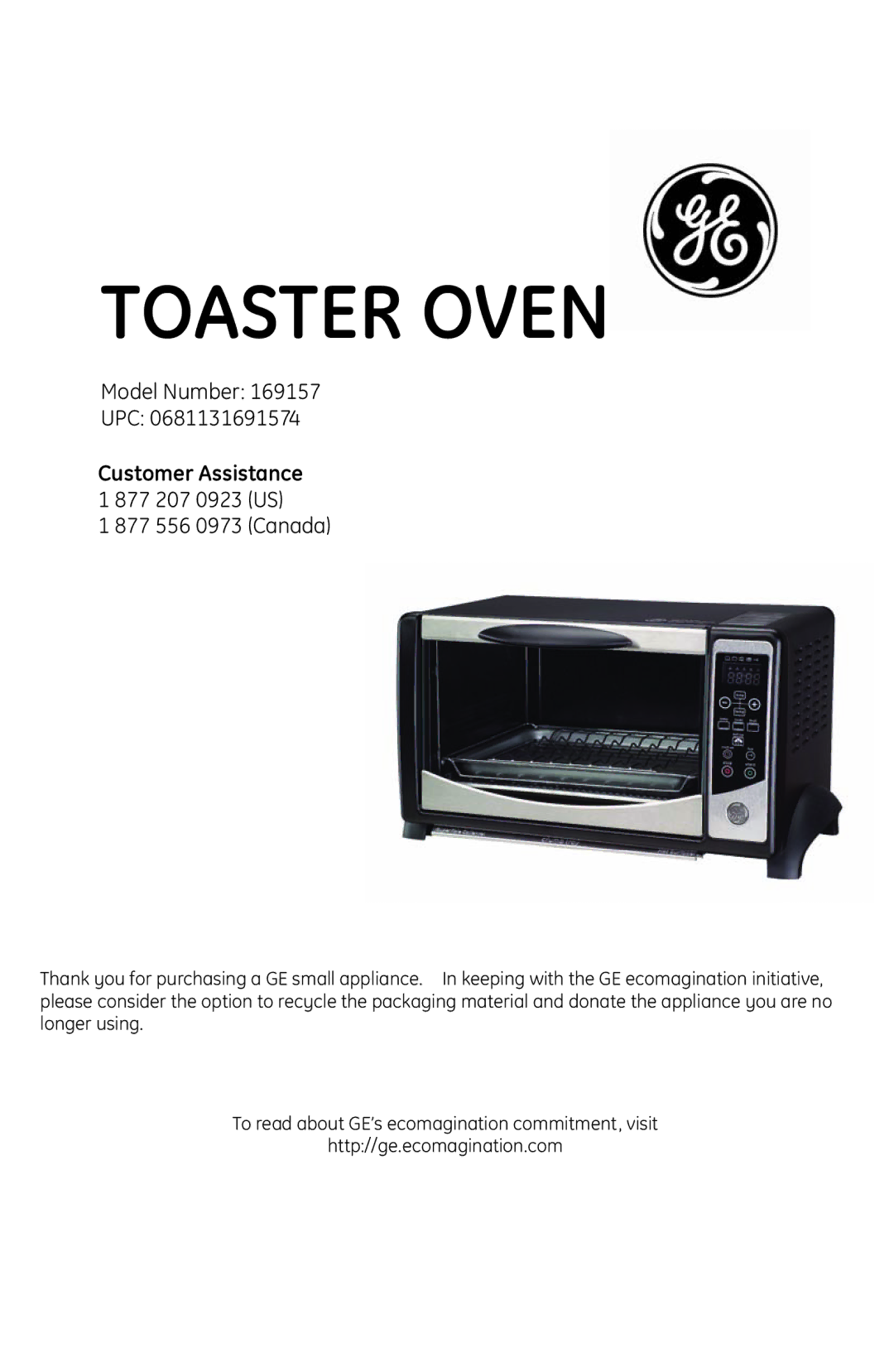 GE 0681131691574 manual Toaster Oven 