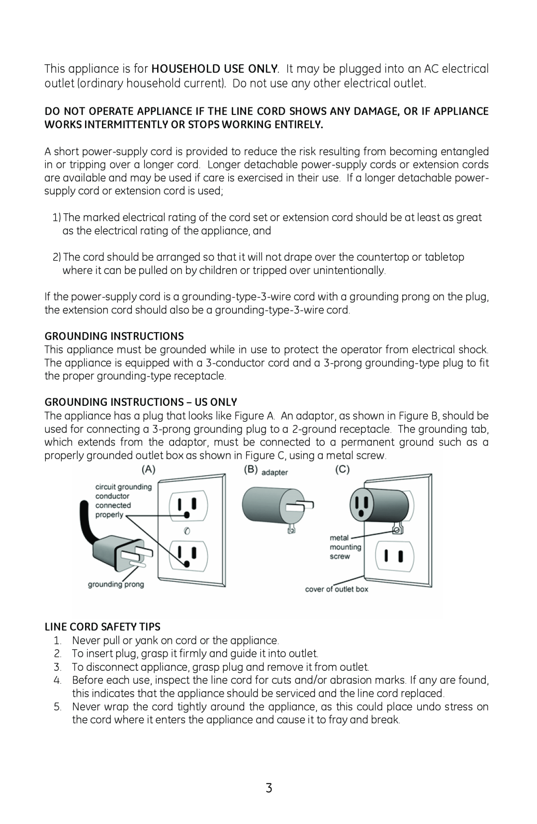 GE 0681131691574 manual Grounding Instructions 