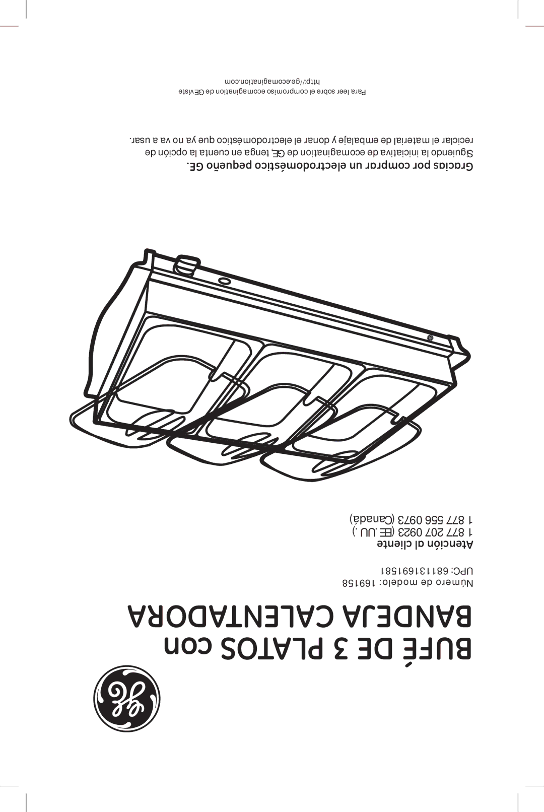 GE 169158 manual Calentadora Bandeja con Platos 3 DE Bufé 