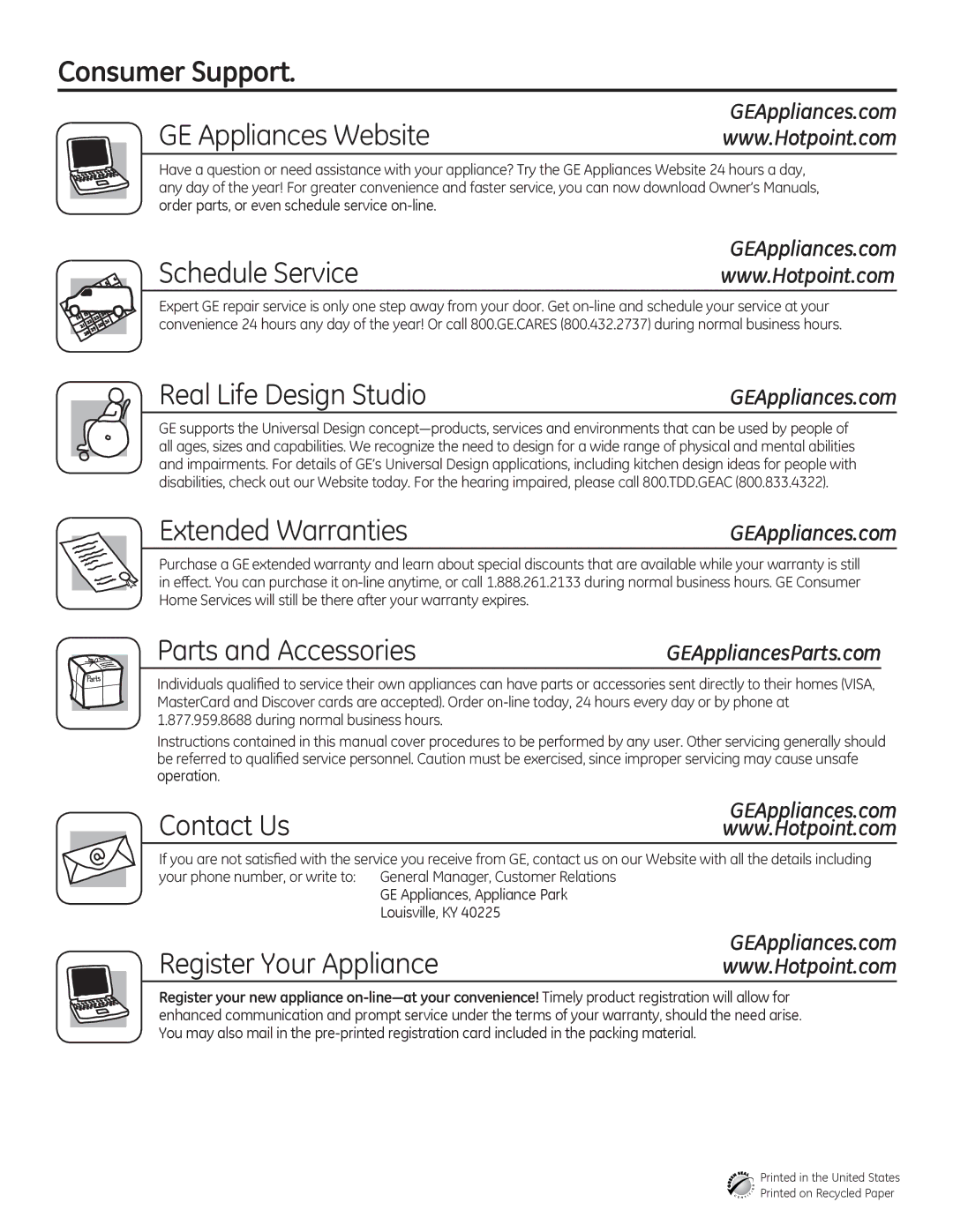 GE 17, 16 Consumer Support, Real Life Design Studio, Parts and Accessories, GE Appliances, Appliance Park Louisville, KY 