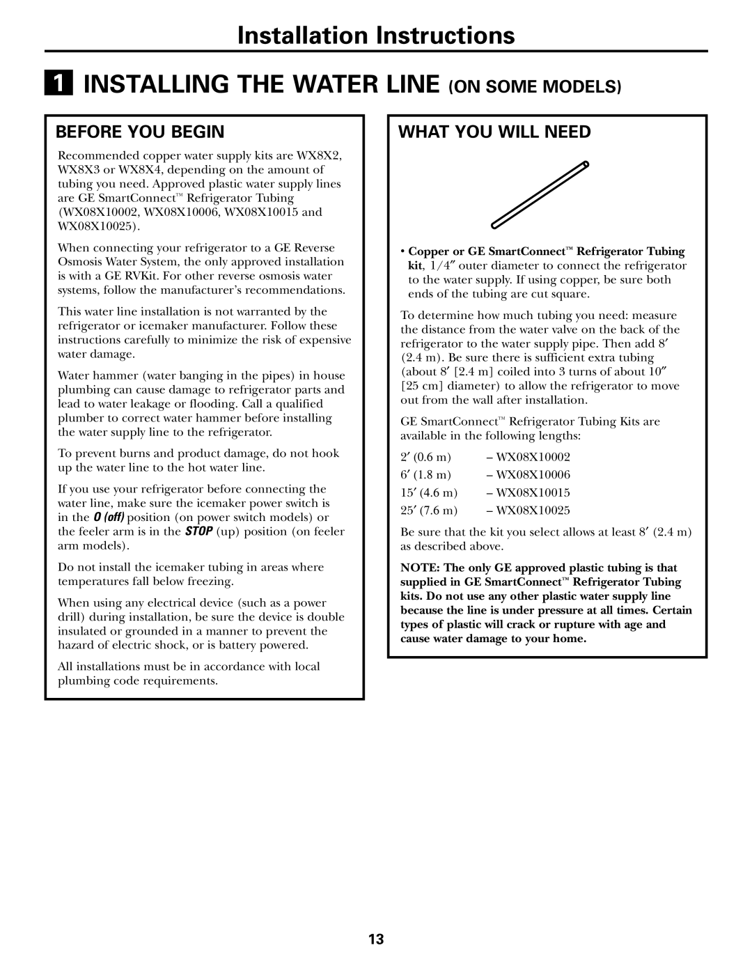 GE 17 operating instructions Installing the Water Line on Some Models, Before YOU Begin, What YOU will Need 