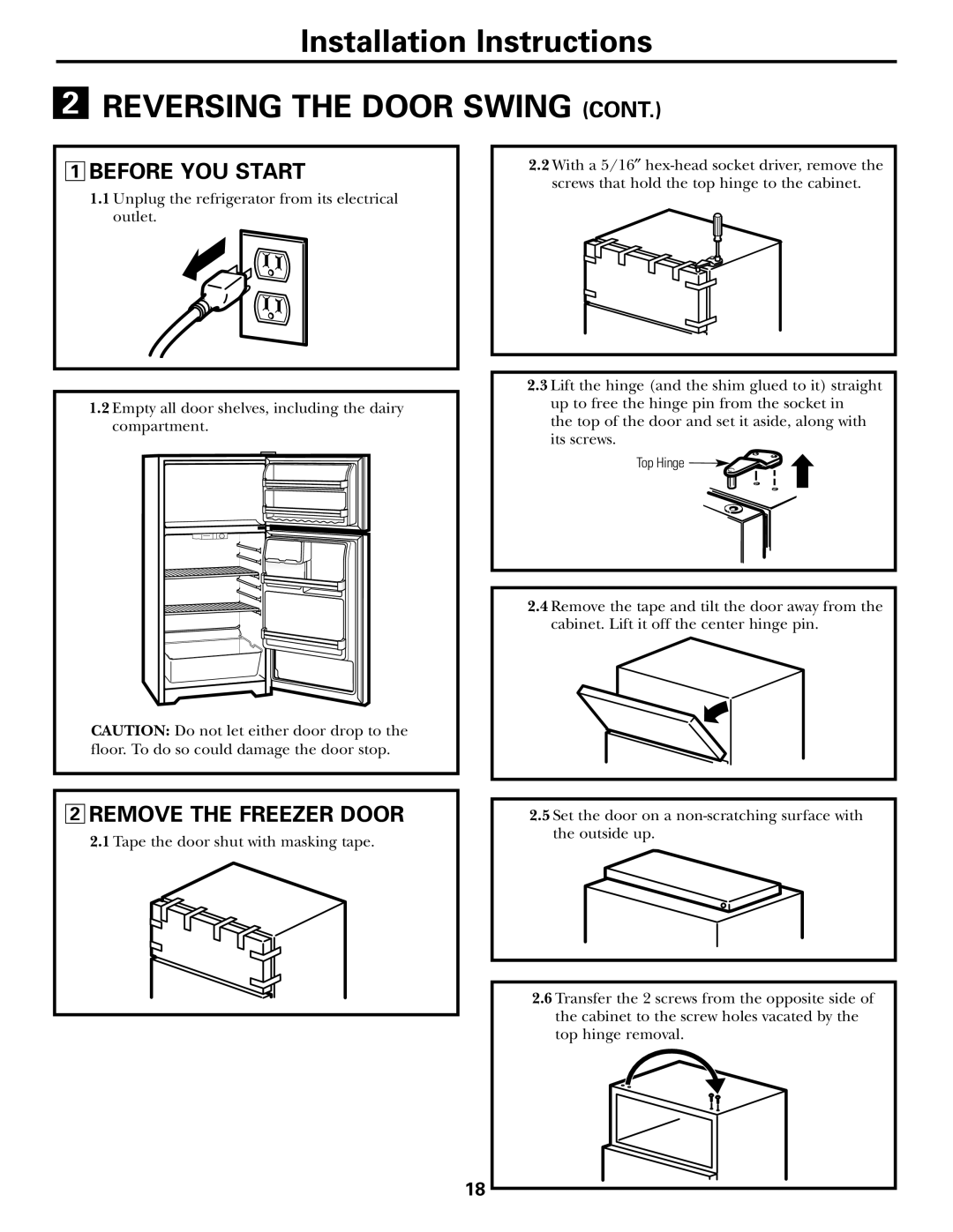 GE 17 operating instructions Before YOU Start, Remove the Freezer Door 