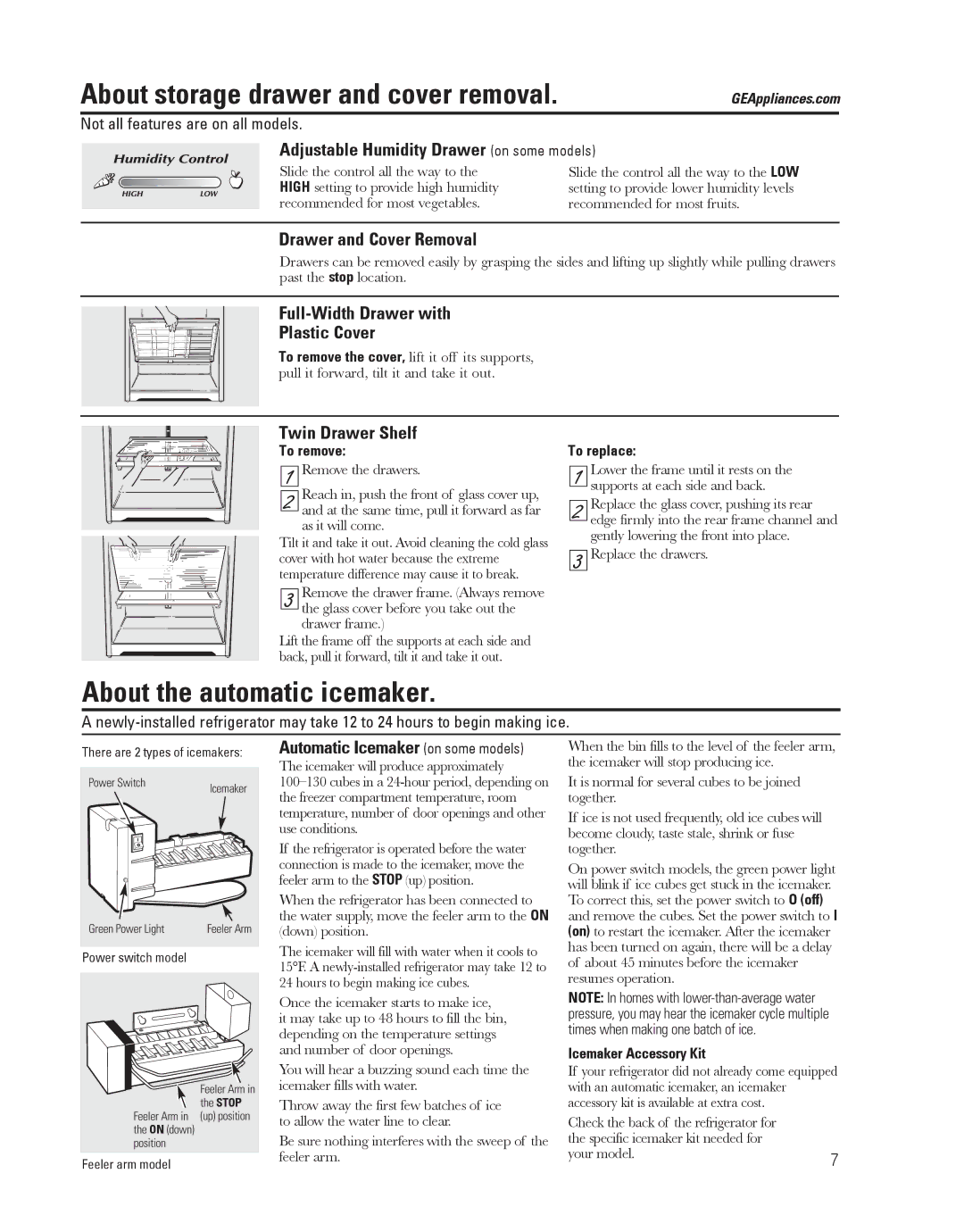 GE 17, 18, 16 installation instructions About the automatic icemaker 