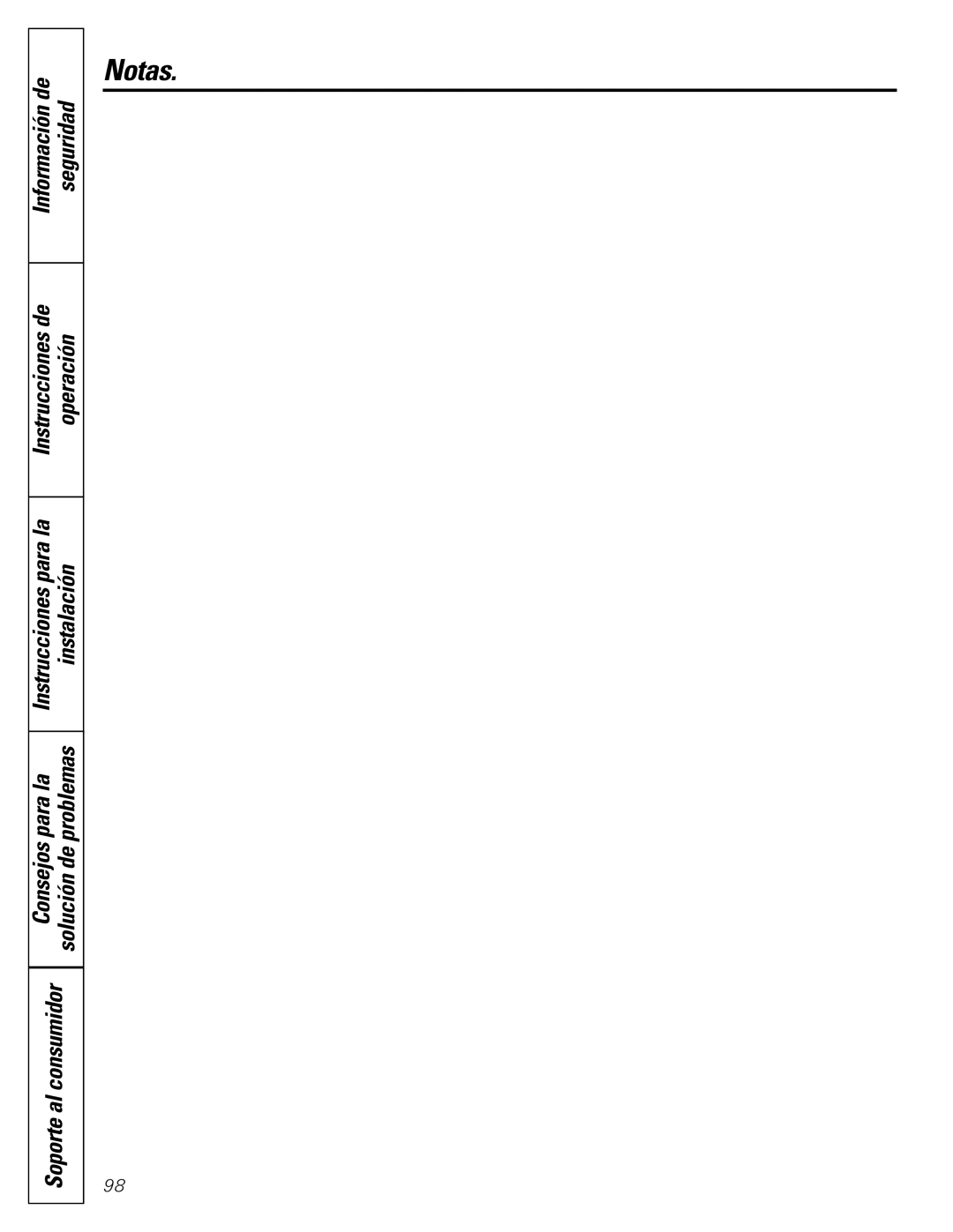 GE 18, 19 operating instructions Notas 