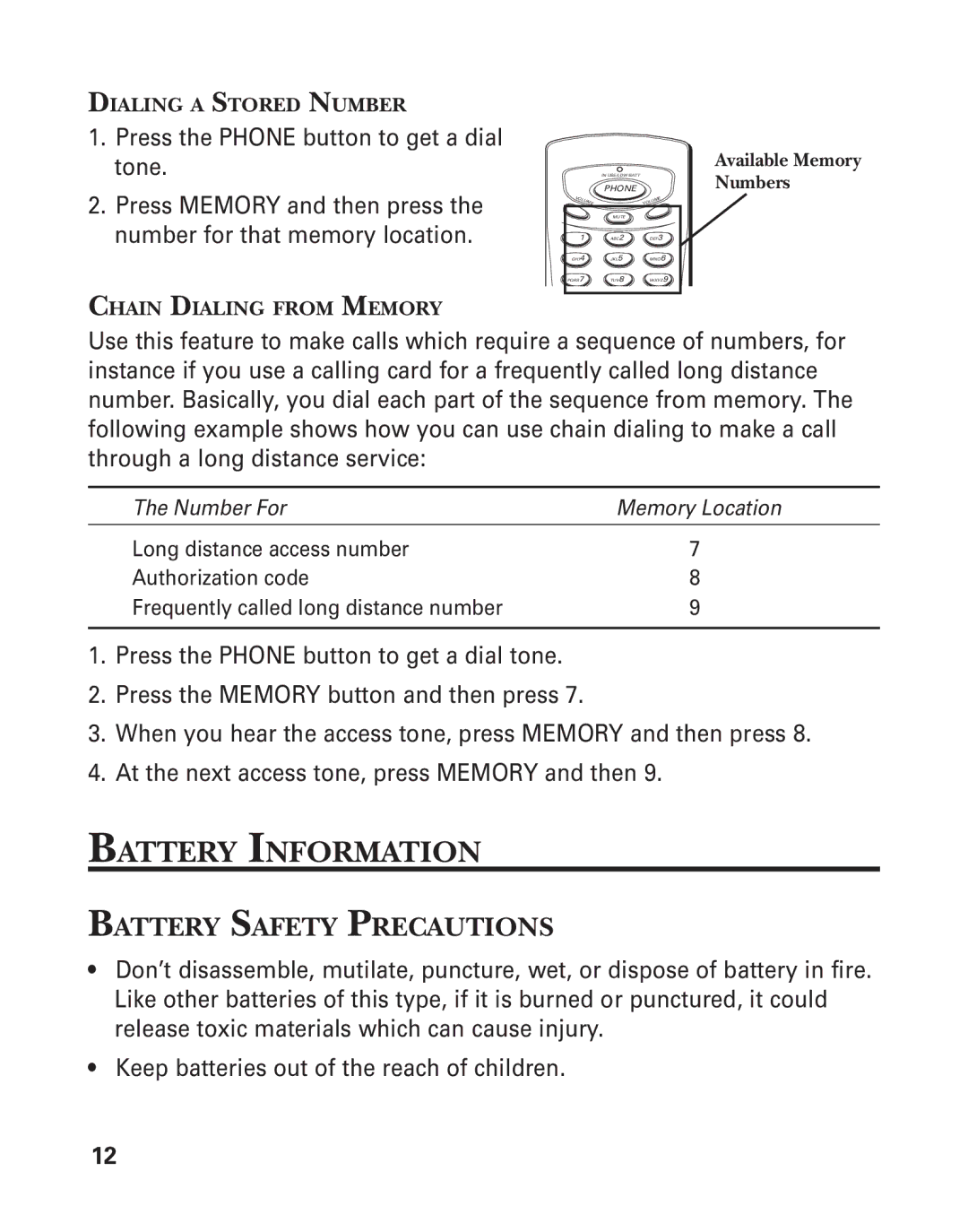 GE 18-Feb, 17-Feb manual Battery Information, Battery Safety Precautions 