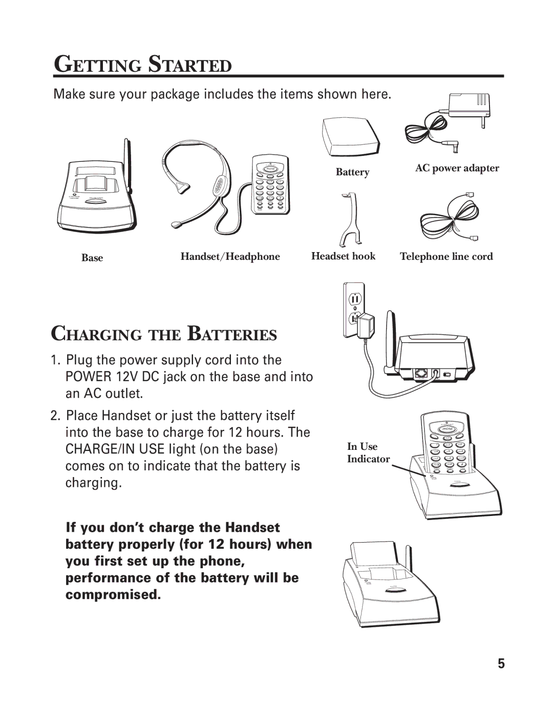 GE 17-Feb, 18-Feb manual Getting Started, Charging the Batteries 